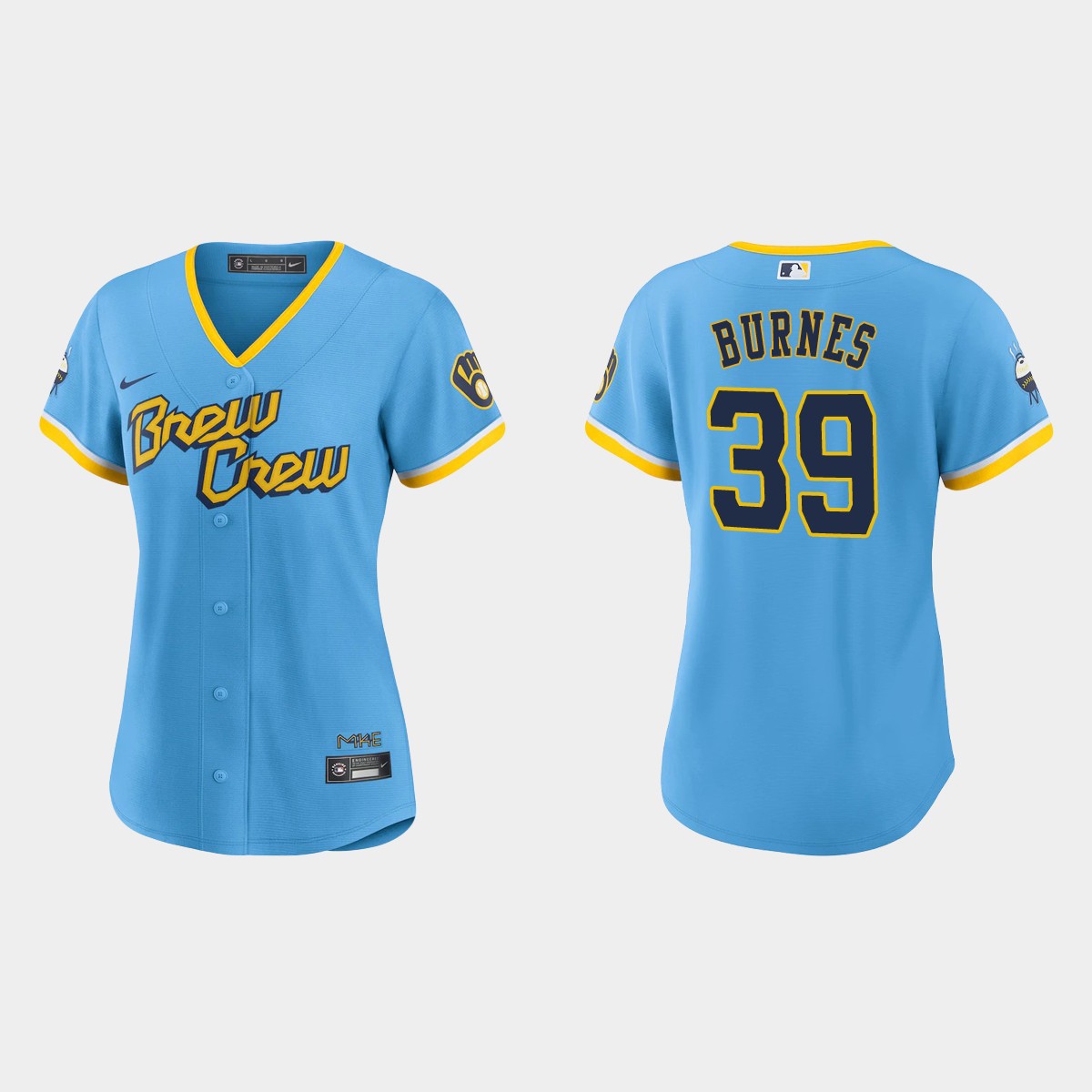 Women Milwaukee Brewers Corbin Burnes Powder Blue 2022 City Connect  Jersey