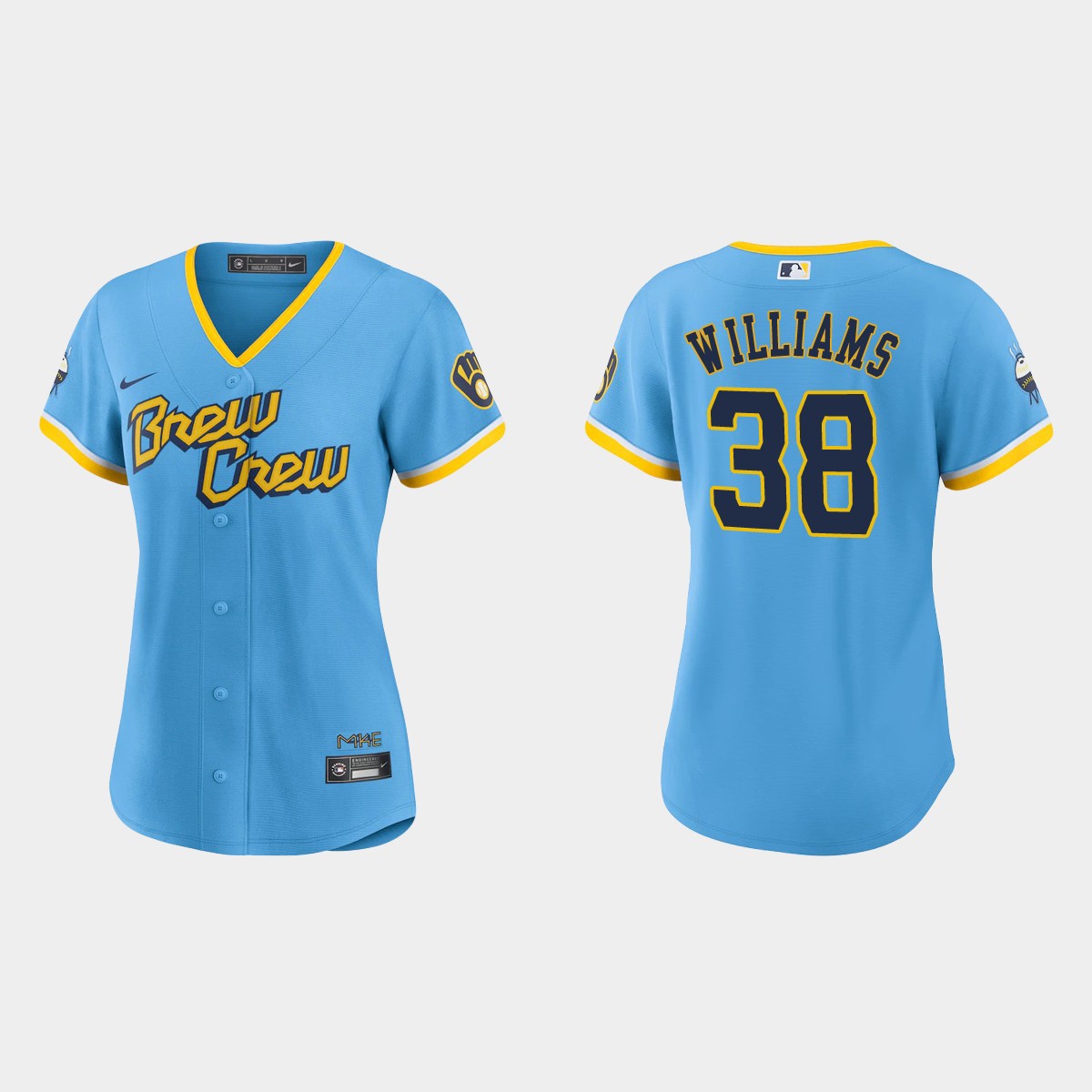 Women Milwaukee Brewers Devin Williams Powder Blue 2022 City Connect  Jersey