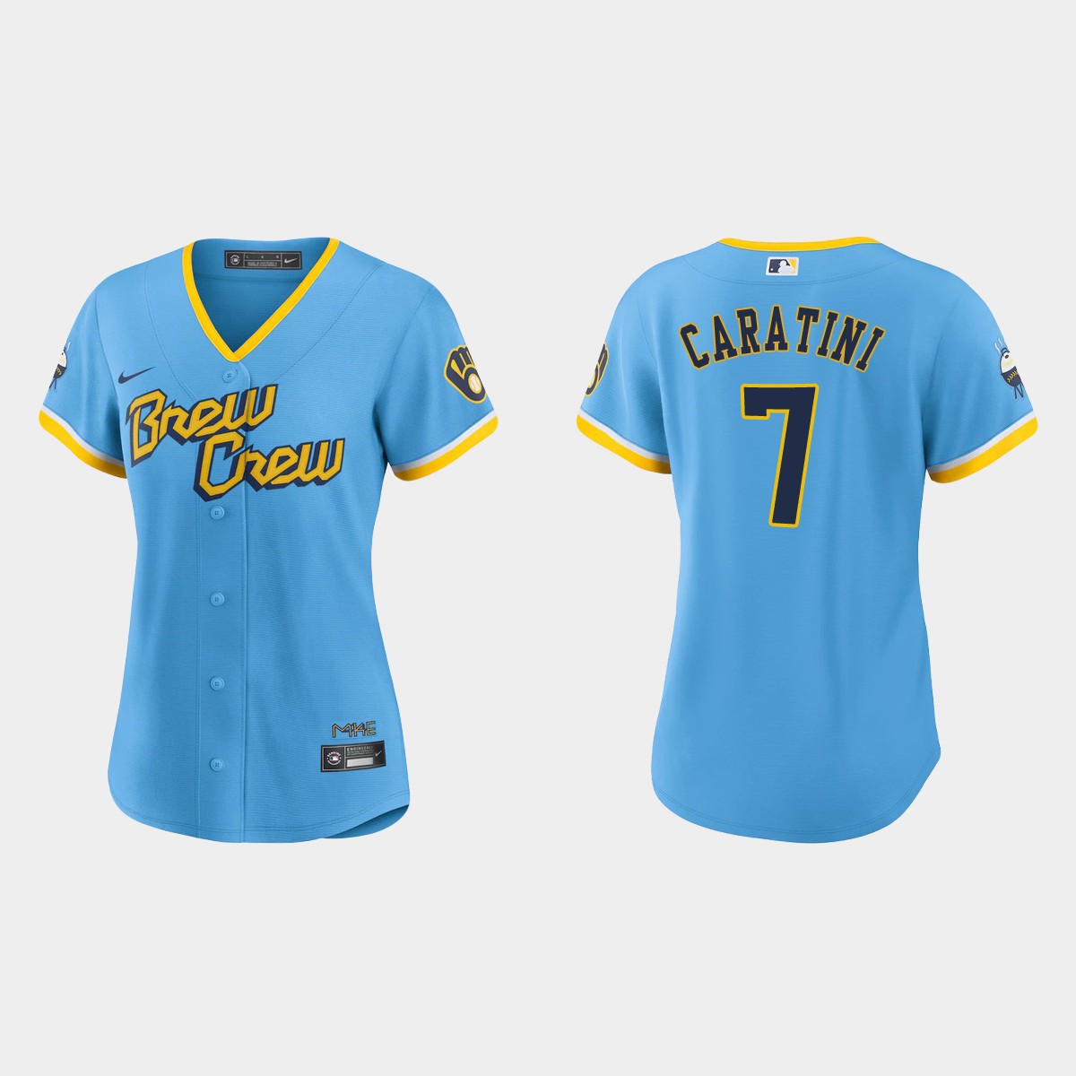 Women Milwaukee Brewers Victor Caratini Powder Blue 2022 City Connect  Jersey