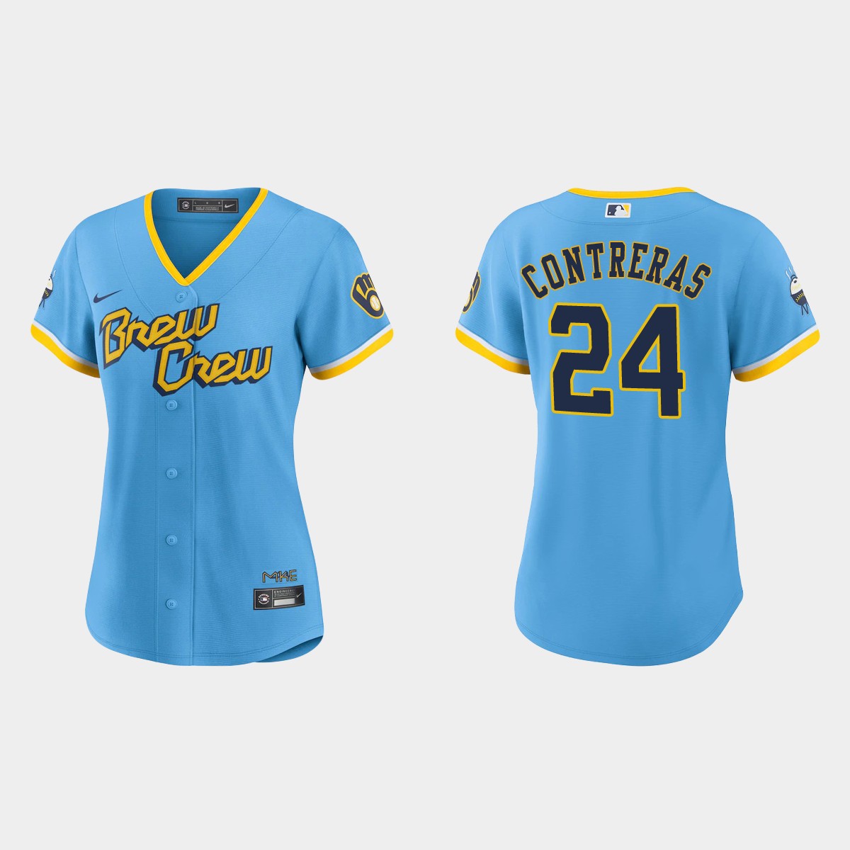 Women Milwaukee Brewers William Contreras Powder Blue City Connect  Jersey