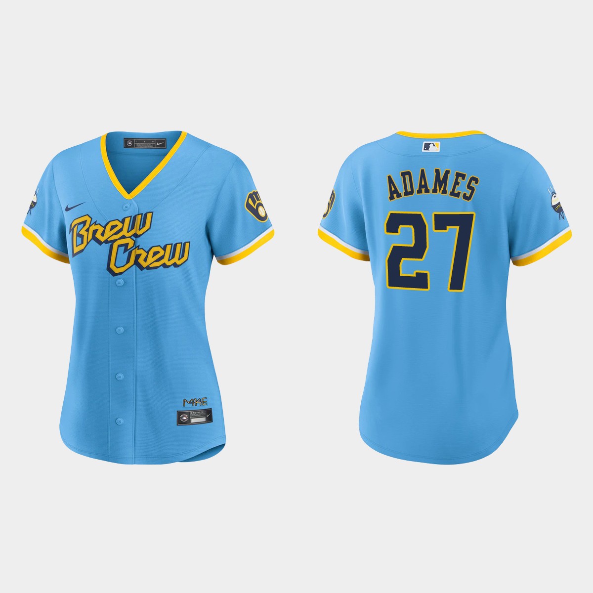 Women Milwaukee Brewers Willy Adames Powder Blue 2022 City Connect  Jersey