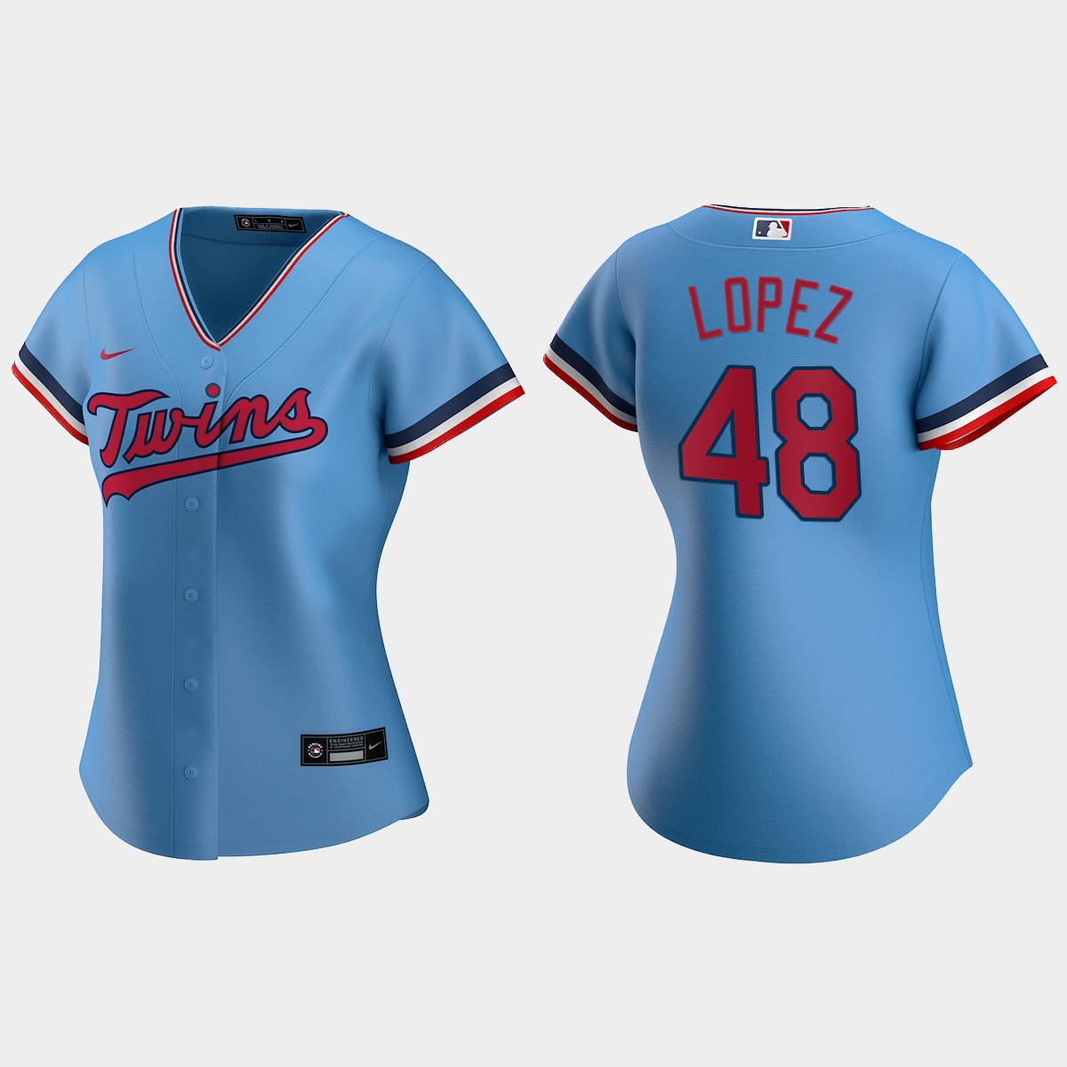 Women Minnesota Twins Jorge Lopez Light Blue  Jersey