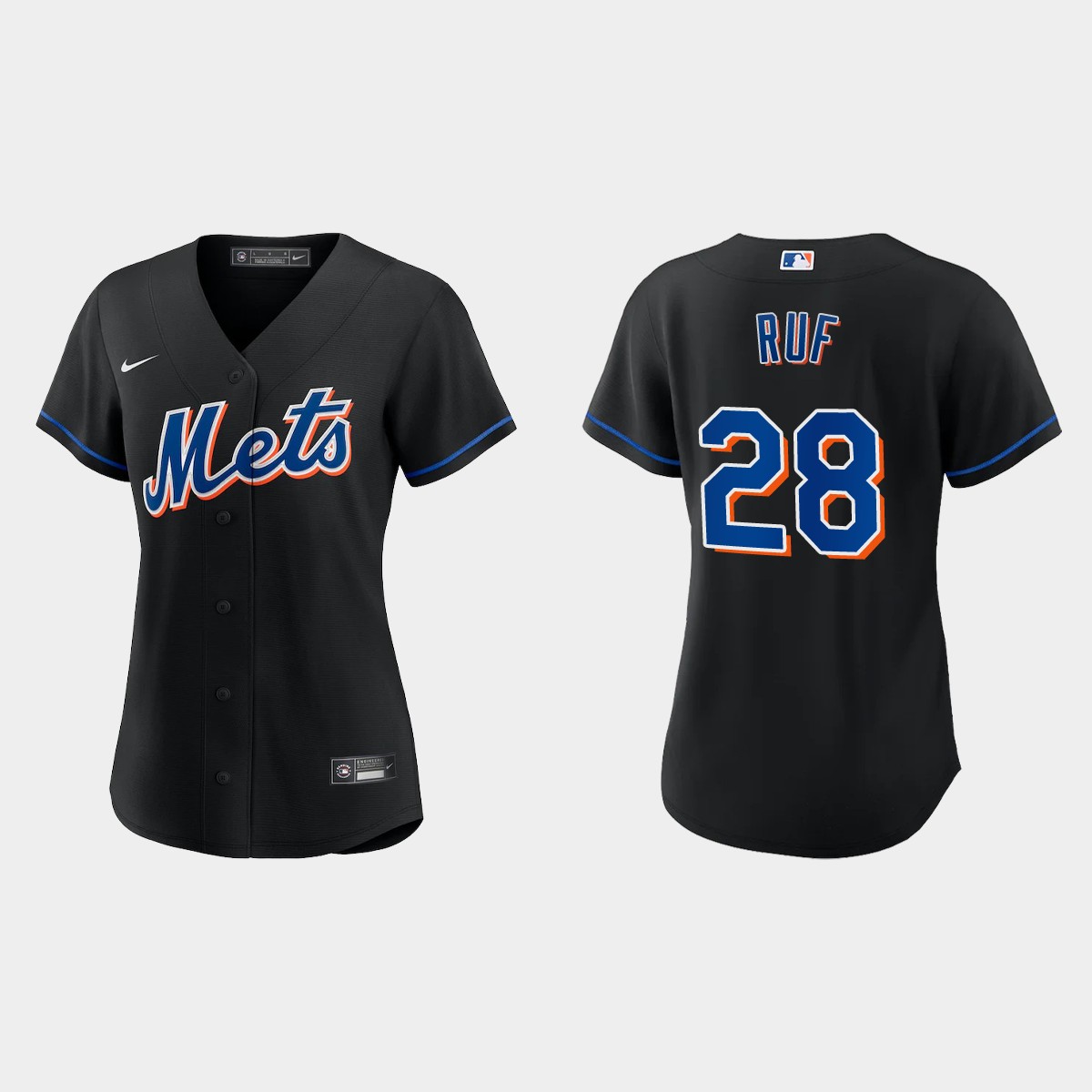 Women New York Mets Darin Ruf Black  Alternate Jersey