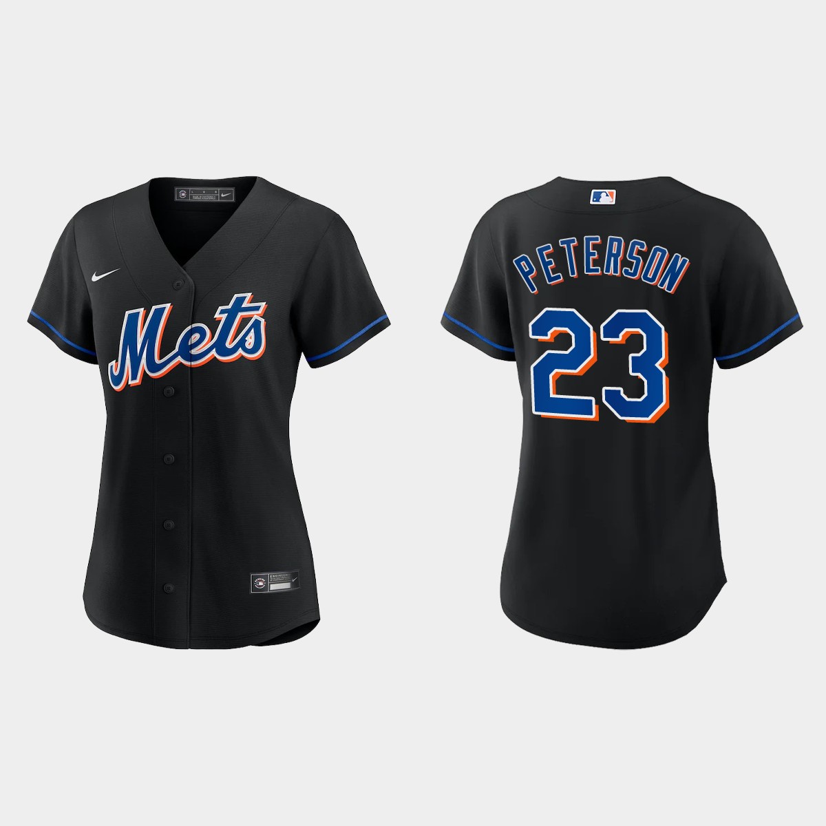 Women New York Mets David Peterson Black  Alternate Jersey