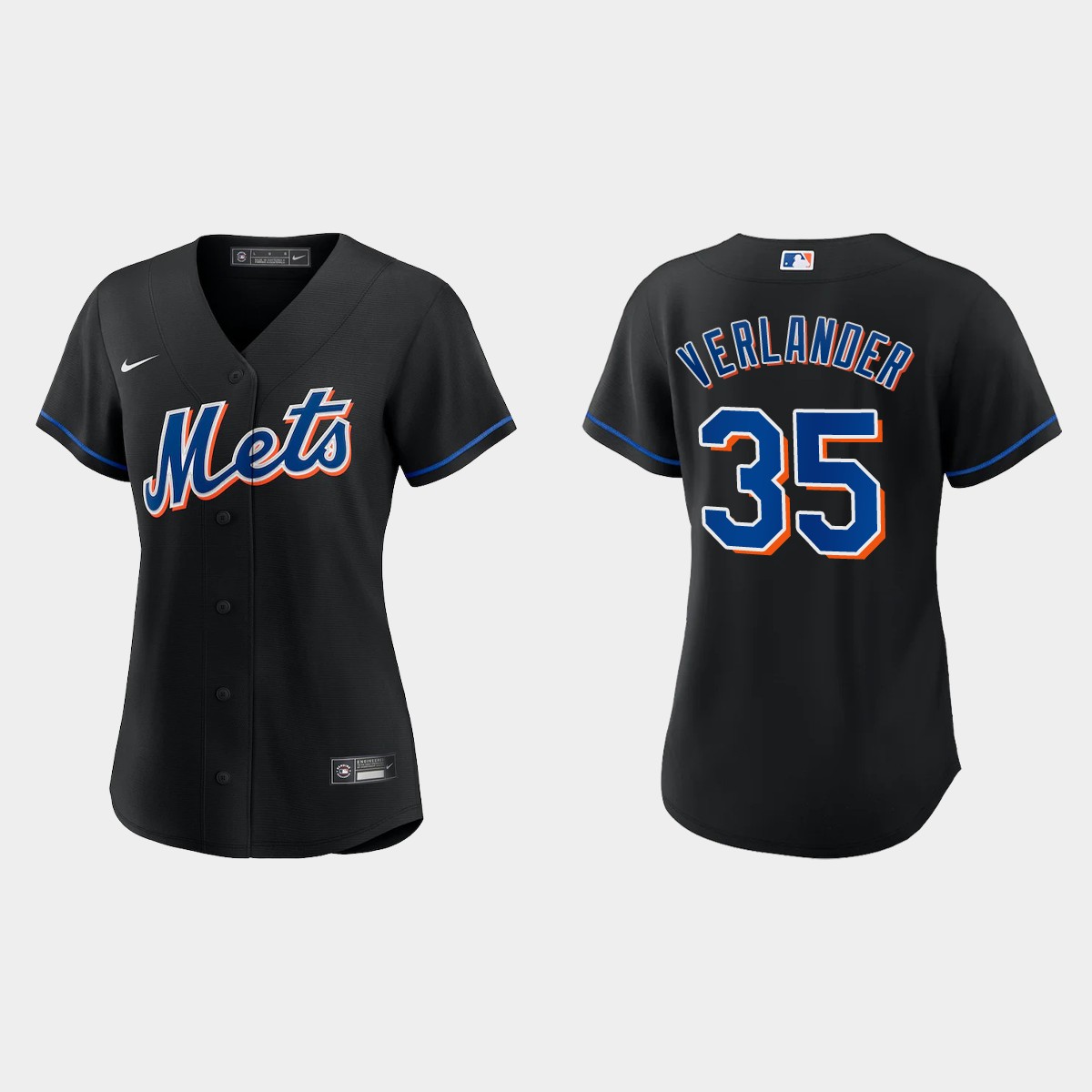 Women New York Mets Justin Verlander Black  Alternate Jersey