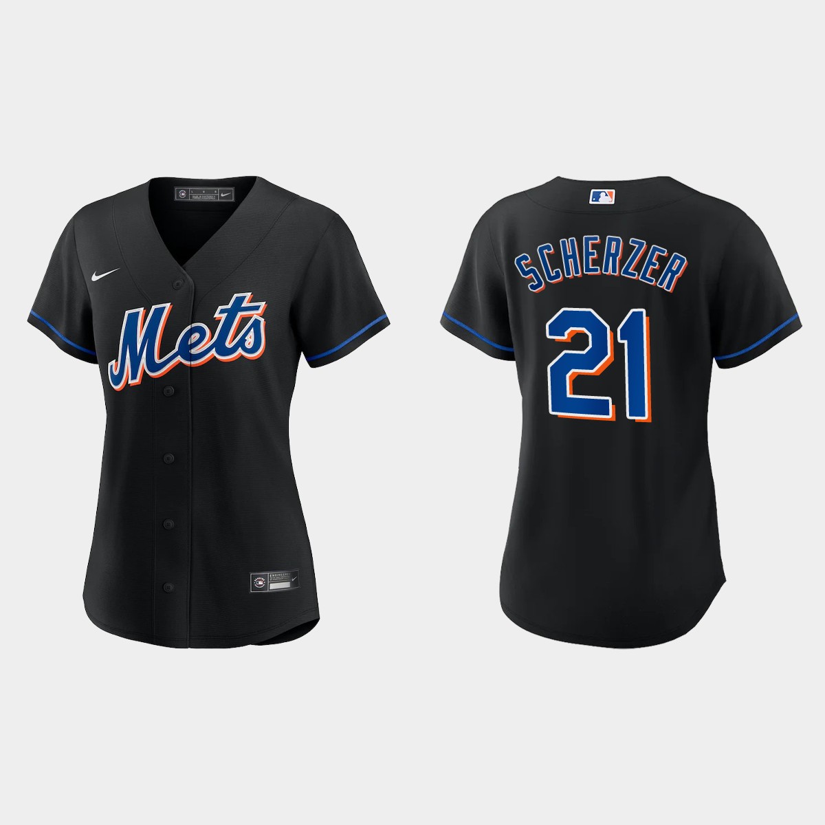 Women New York Mets Max Scherzer Black  Alternate Jersey