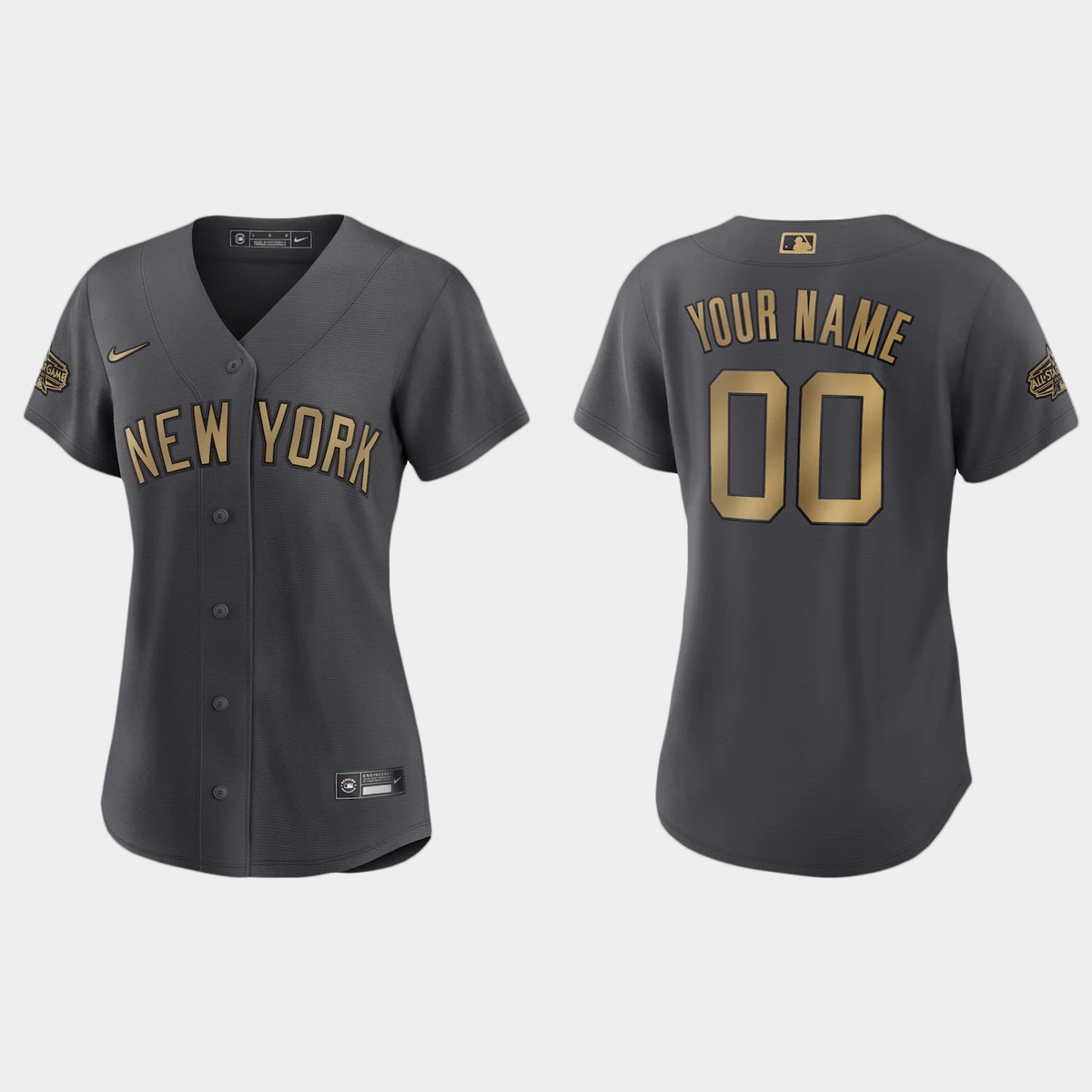 Women New York Yankees Custom Charcoal 2022 MLB All-Star Game  Jersey