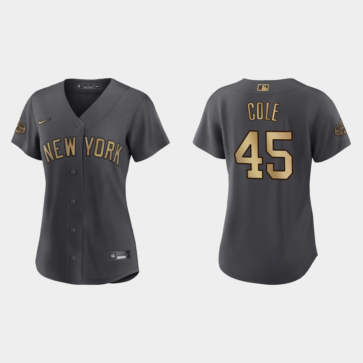 Women New York Yankees Gerrit Cole Charcoal 2022 MLB All-Star Game  Jersey