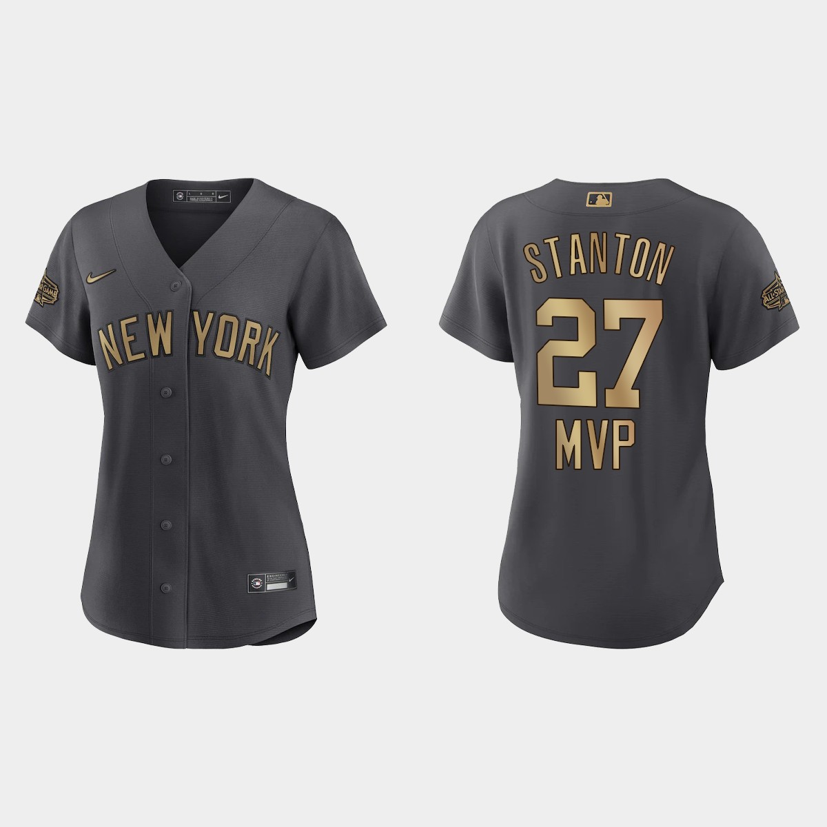 Women New York Yankees Giancarlo Stanton Charcoal 2022 ASG MVP  Jersey