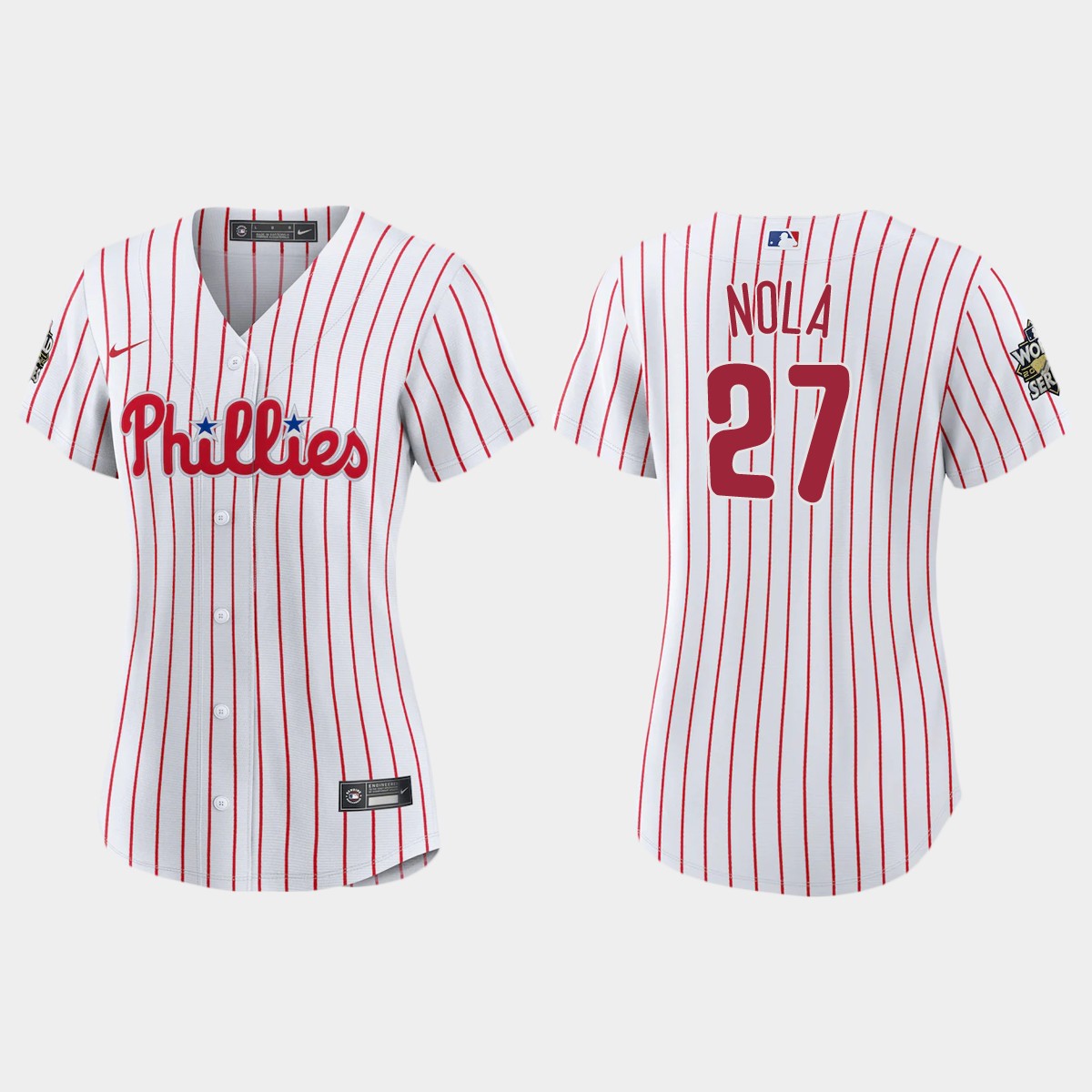 Women Philadelphia Phillies Aaron Nola White 2022 World Series  Jersey