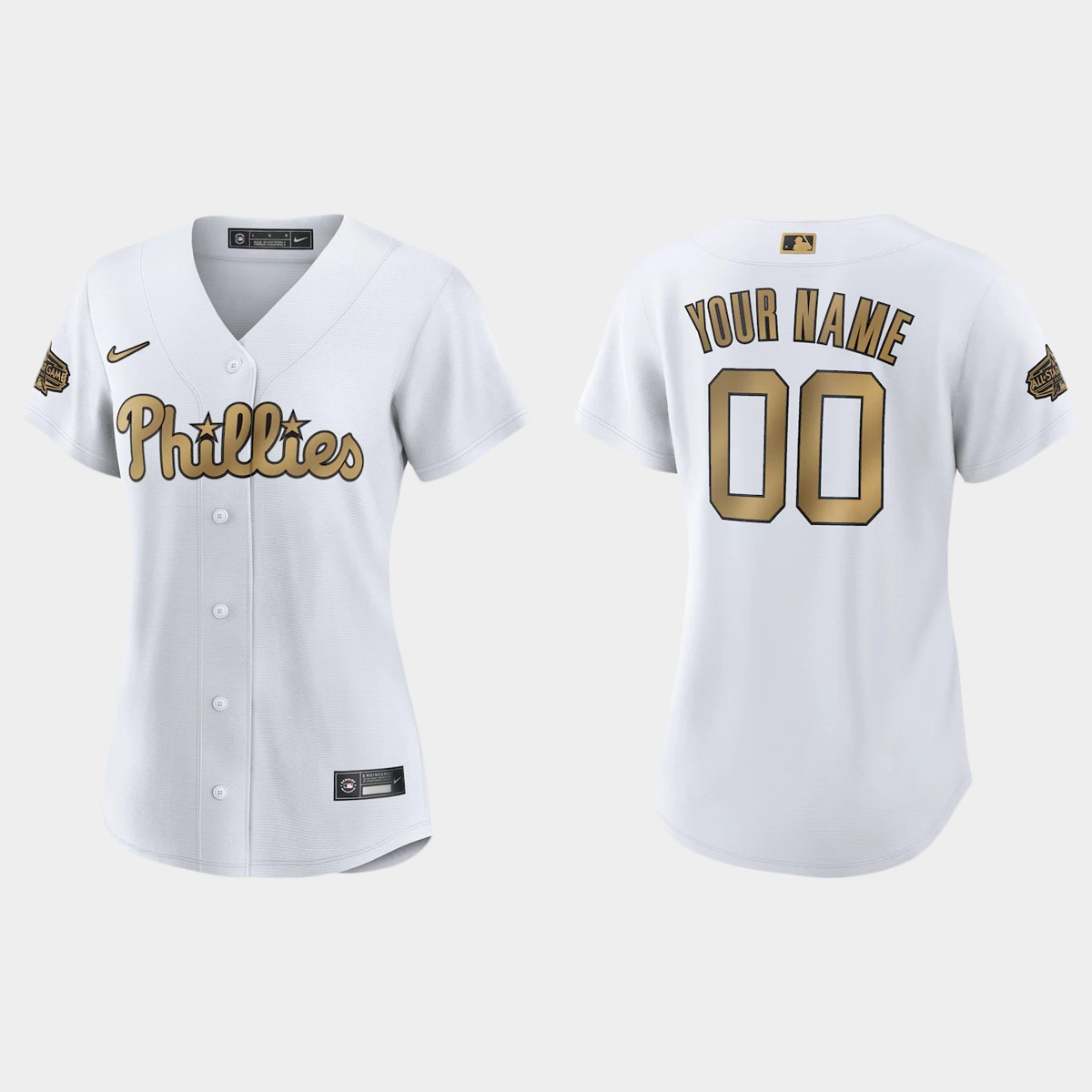 Women Philadelphia Phillies Custom White 2022 MLB All-Star Game  Jersey