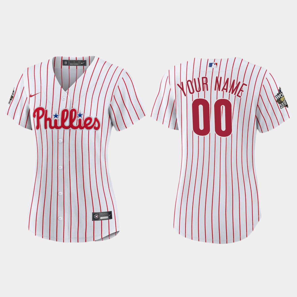 Women Philadelphia Phillies Custom White 2022 World Series  Jersey