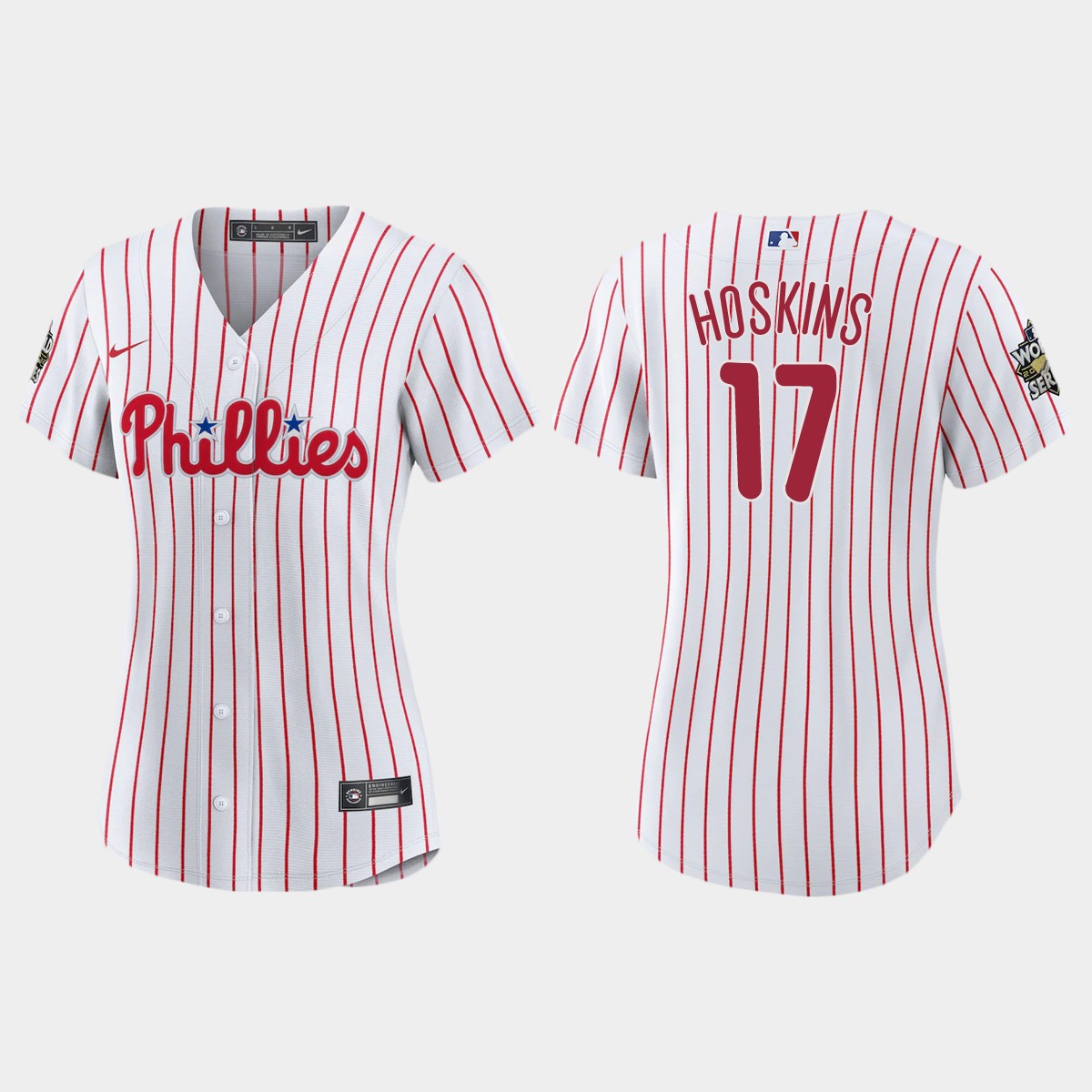Women Philadelphia Phillies Rhys Hoskins White 2022 World Series  Jersey