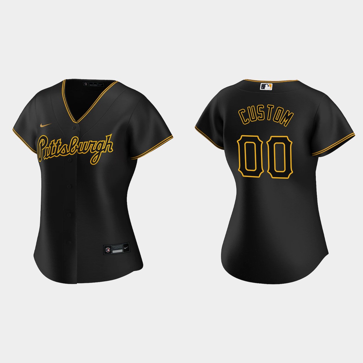 Women Pittsburgh Pirates Custom Team Script Black  Alternate Jersey