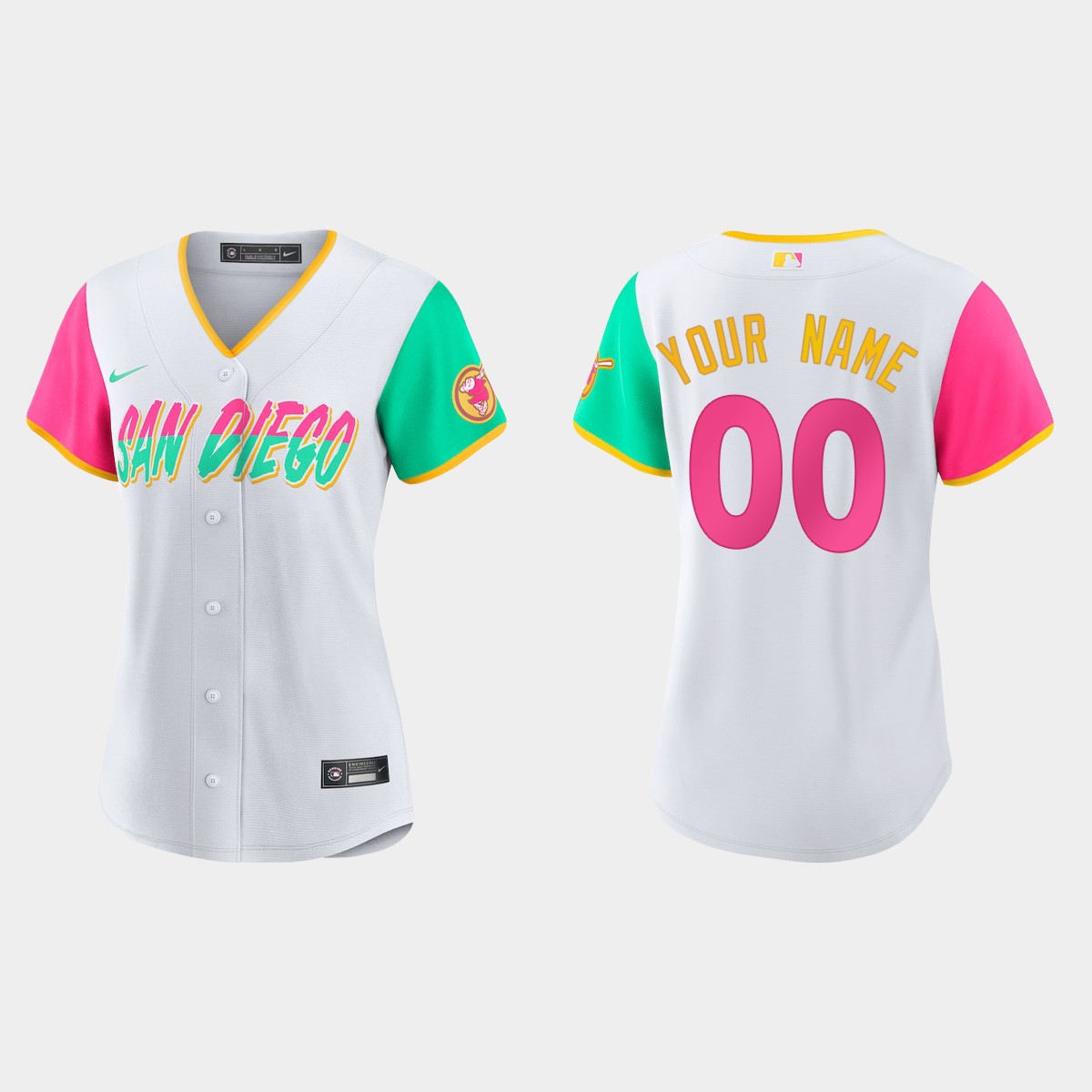 Women San Diego Padres Custom White 2022 City Connect  Jersey