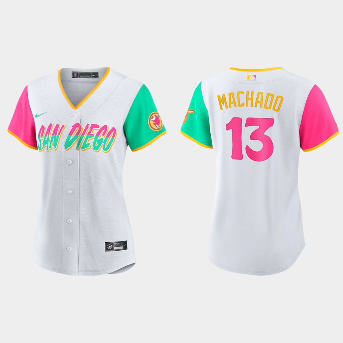 Women San Diego Padres Manny Machado White 2022 City Connect  Jersey