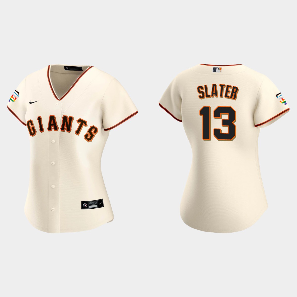 Women San Francisco Giants Austin Slater  Cream 2021 Pride Month Home Jersey