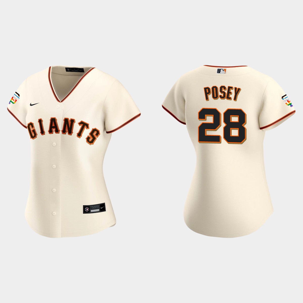 Women San Francisco Giants Buster Posey  Cream 2021 Pride Month Home Jersey