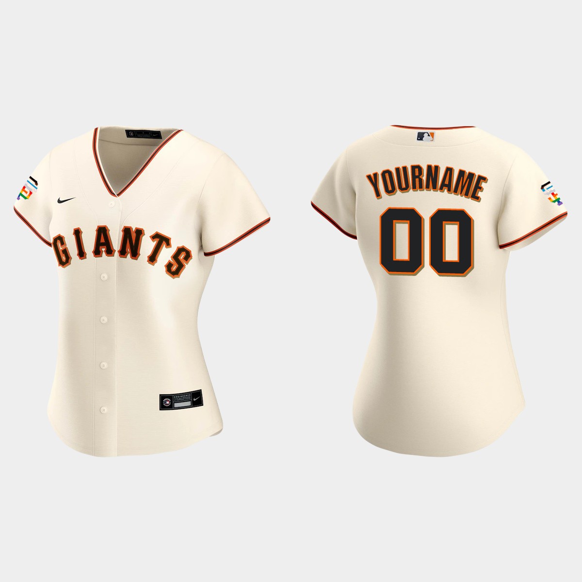 Women San Francisco Giants Custom  Cream 2021 Pride Month Home Jersey