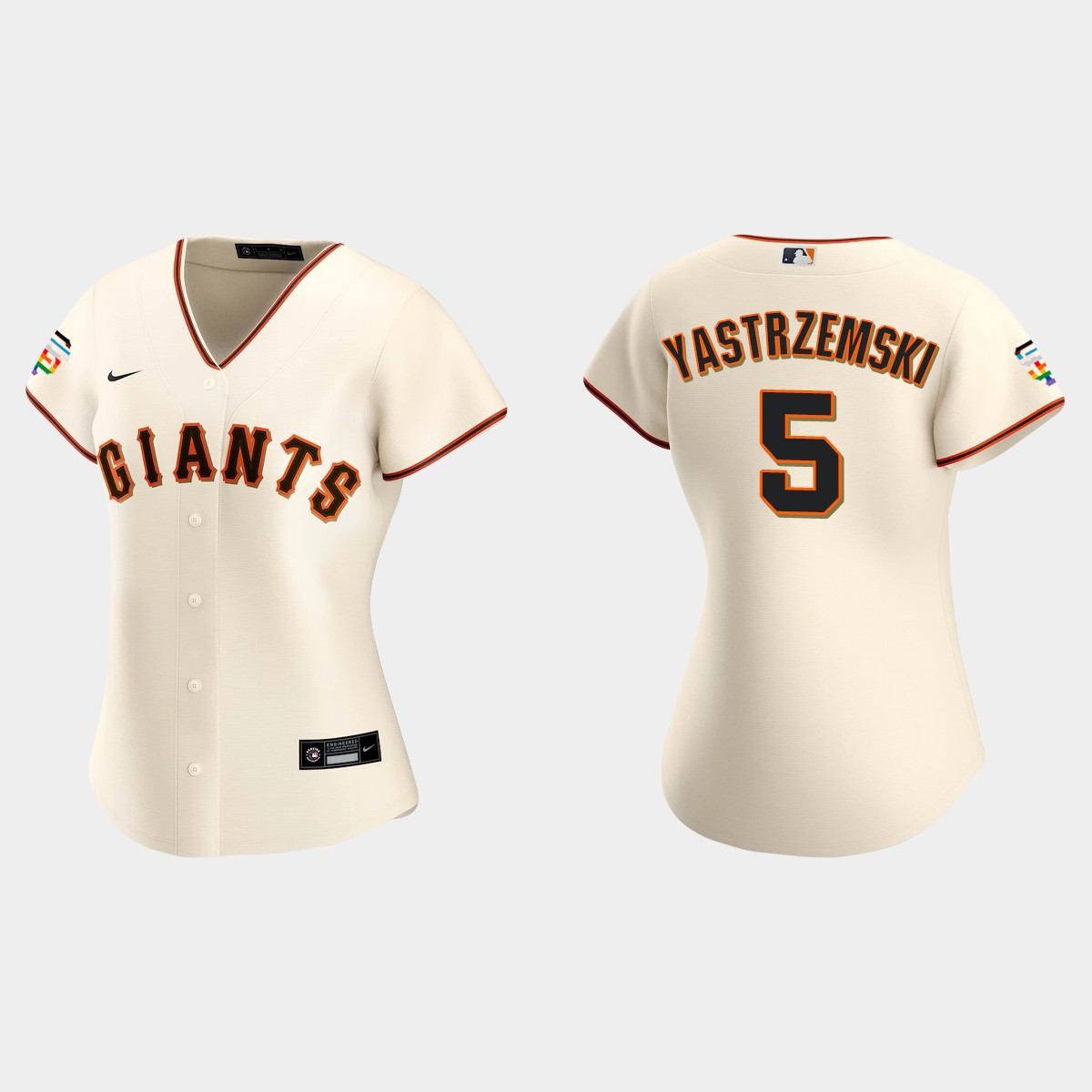 Women San Francisco Giants Mike Yastrzemski  Cream 2021 Pride Month Home Jersey