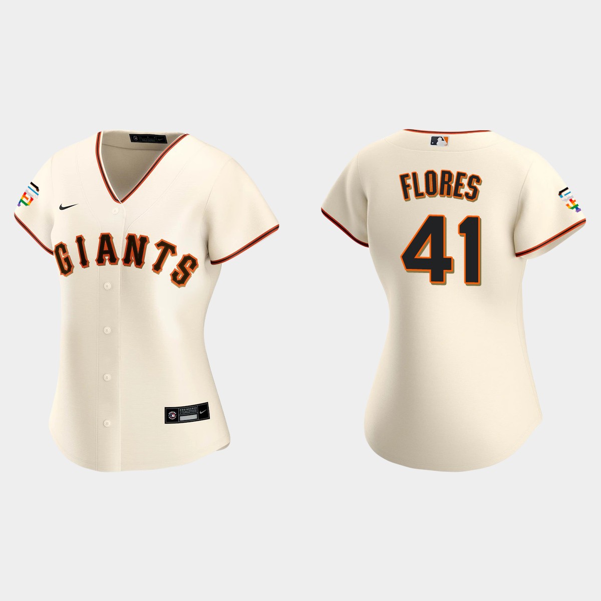 Women San Francisco Giants Wilmer Flores  Cream 2021 Pride Month Home Jersey
