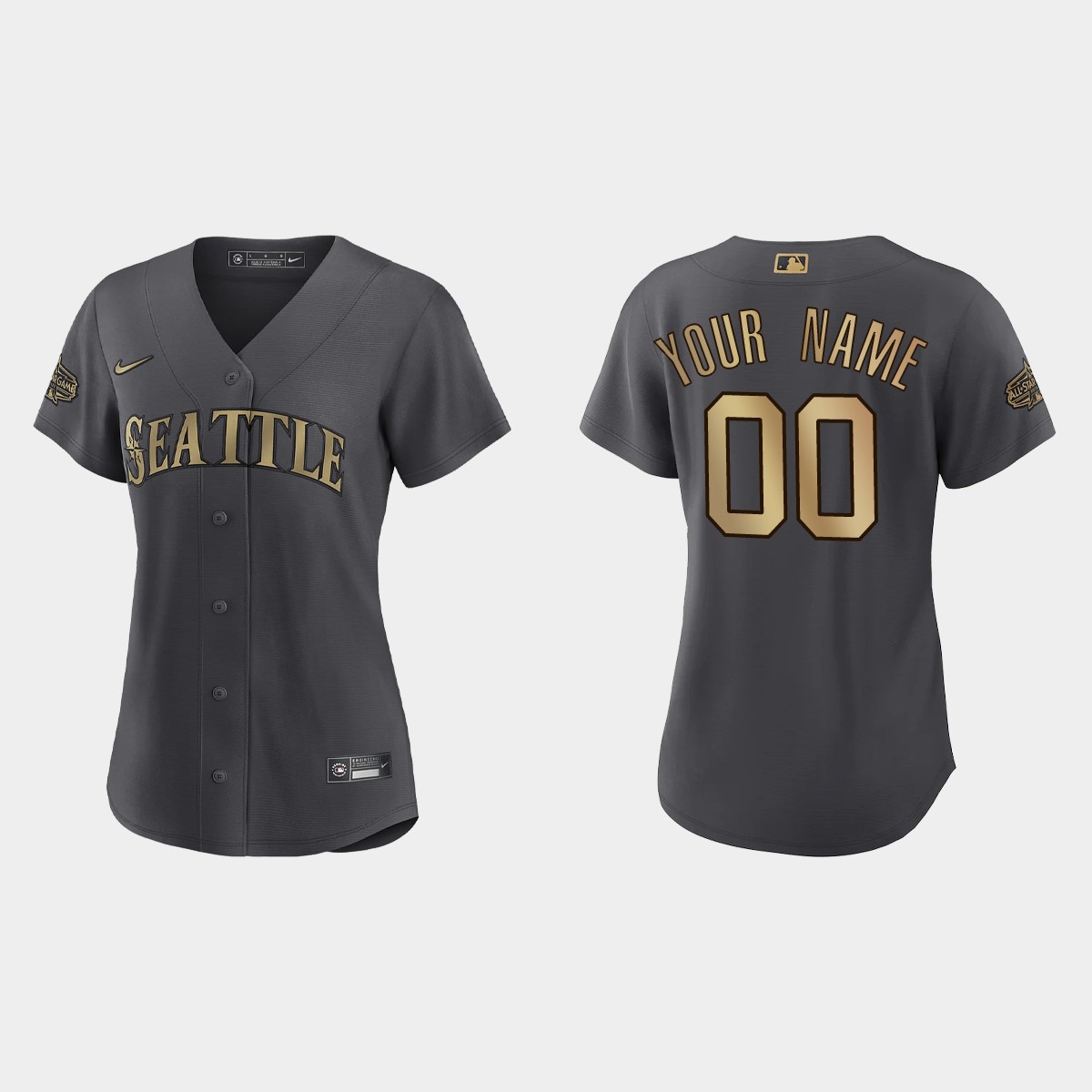 Women Seattle Mariners Custom Charcoal 2022 MLB All-Star Game  Jersey