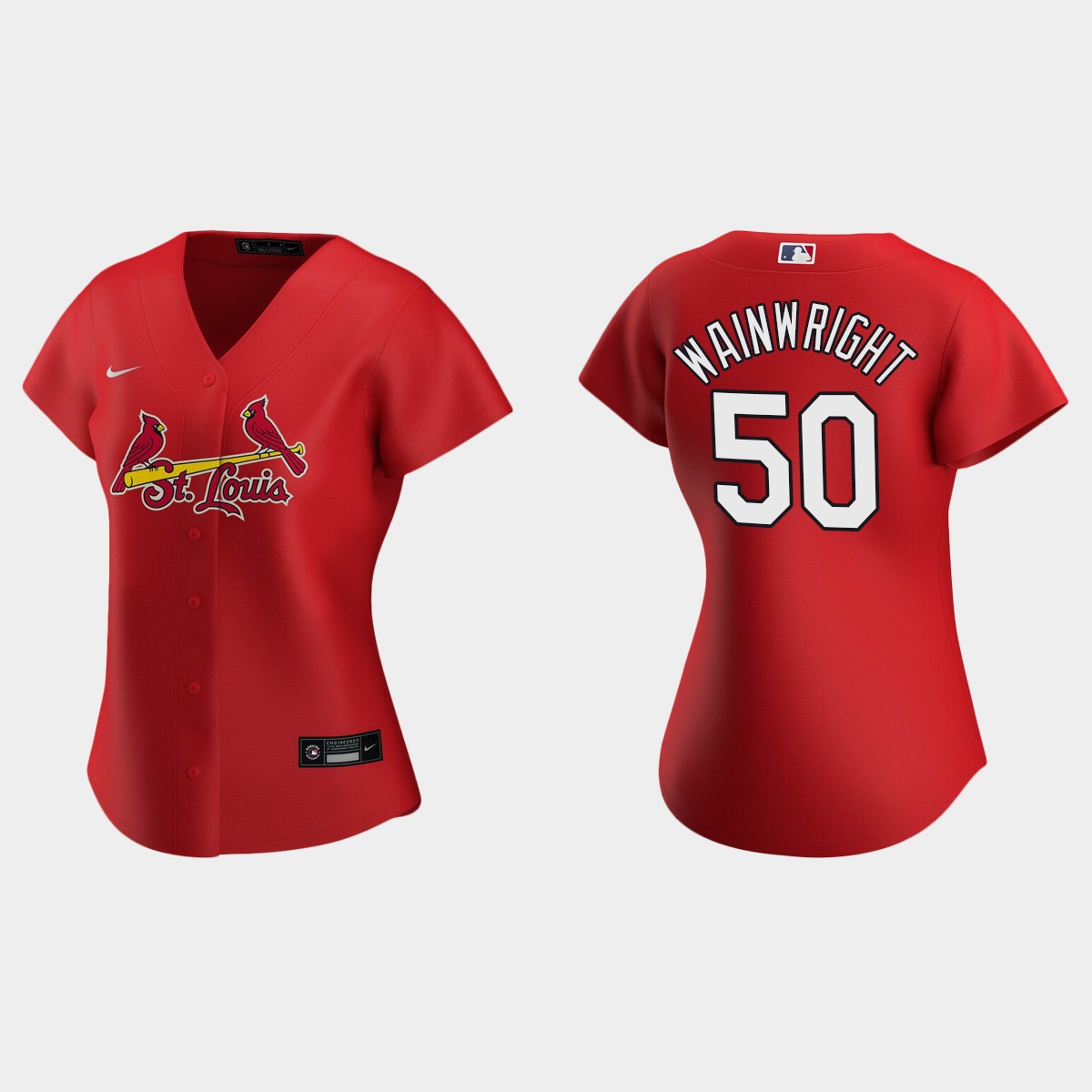 Women St. Louis Cardinals Adam Wainwright Red  2020 Alternate Jersey