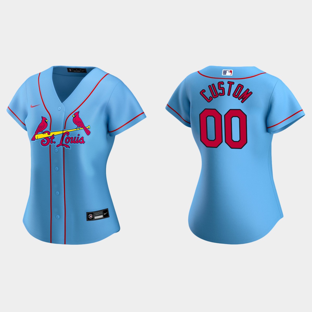 Women St. Louis Cardinals Custom Light Blue  2020 Alternate Jersey