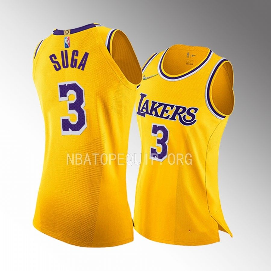 Women SUGA Min Yoon-gi Los Angeles Lakers Gold #3 Jersey Icon Edition