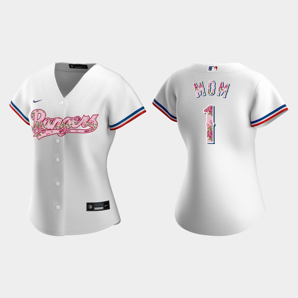 Women Texas Rangers White Mother's Day Number 1 Mom Jersey