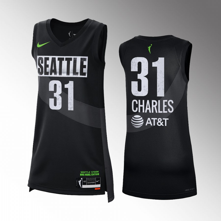 Women Tina Charles 2022 Seattle Storm Rebel Edition Black Jersey WNBA