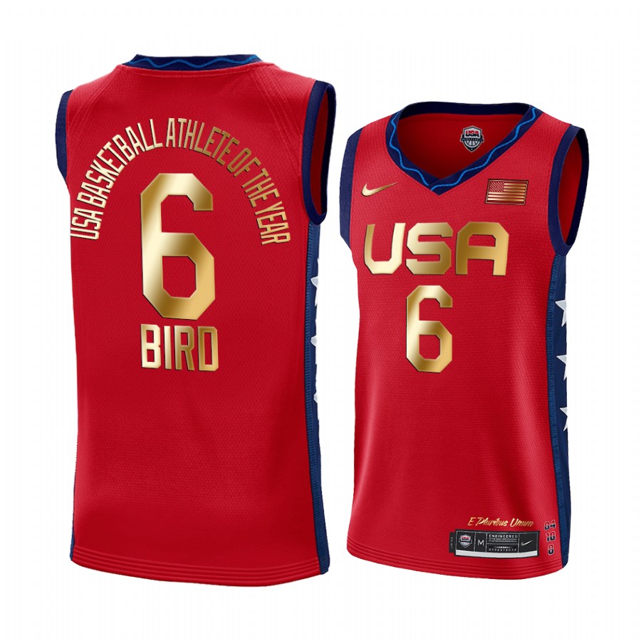 Women USA Sue Bird #6 Female Athlete of the Year 2021 Golden Jersey