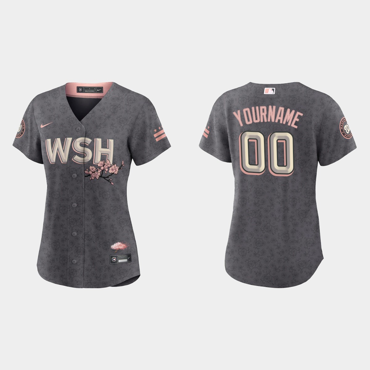 Women Washington Nationals Custom Gray 2022 City Connect  Jersey