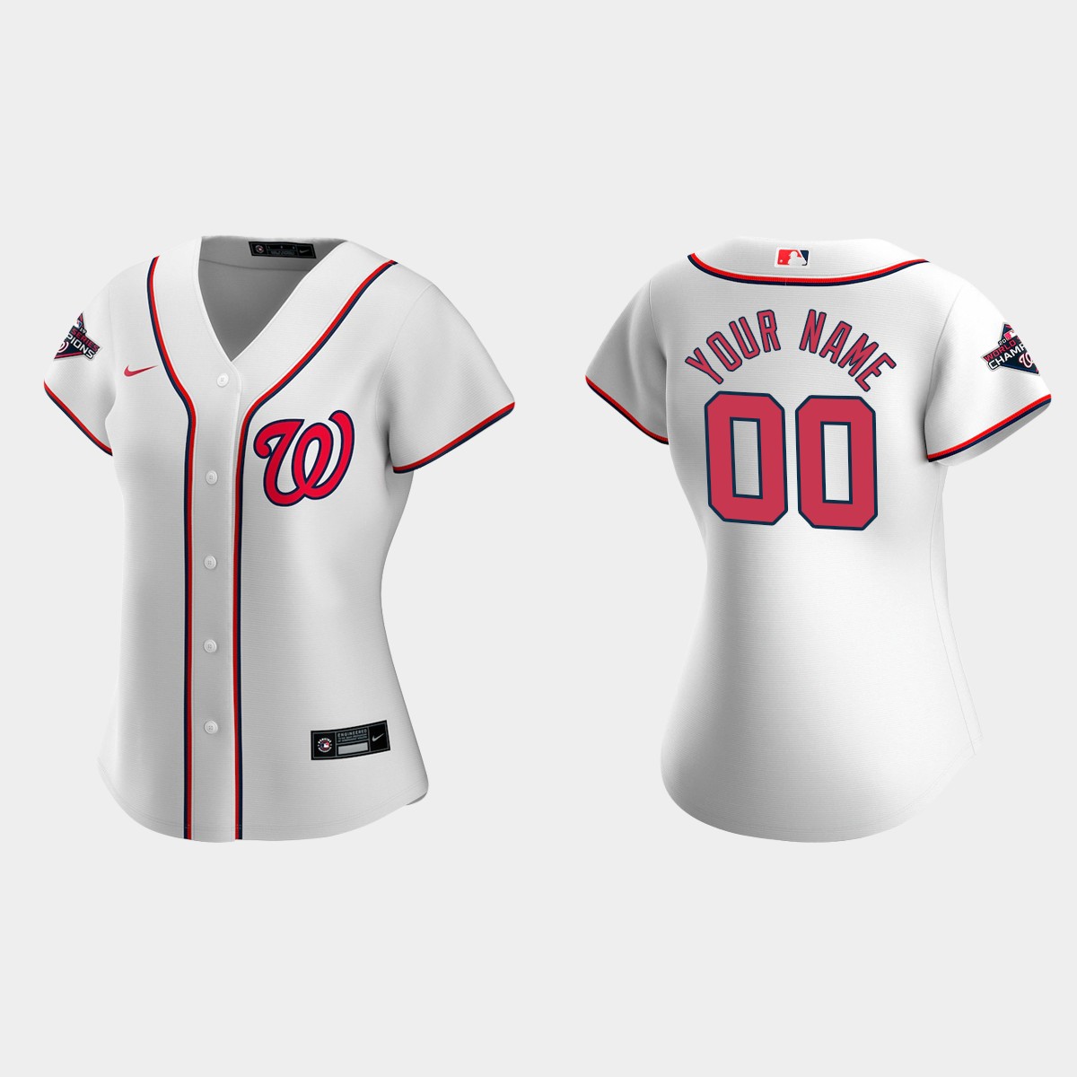 Women Washington Nationals Custom White 2019 World Series Champions  Home Jersey