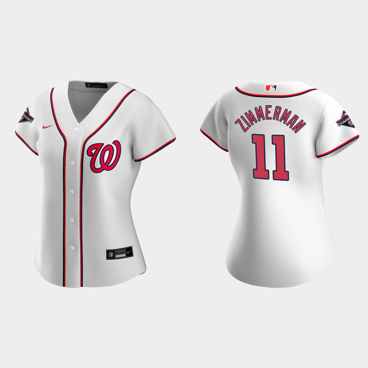 Women Washington Nationals Ryan Zimmerman White 2019 World Series Champions  Home Jersey