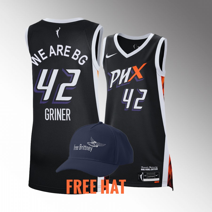 Women We Are BG Brittney Griner Phoenix Mercury Rebel Edition Black Jersey WNBA