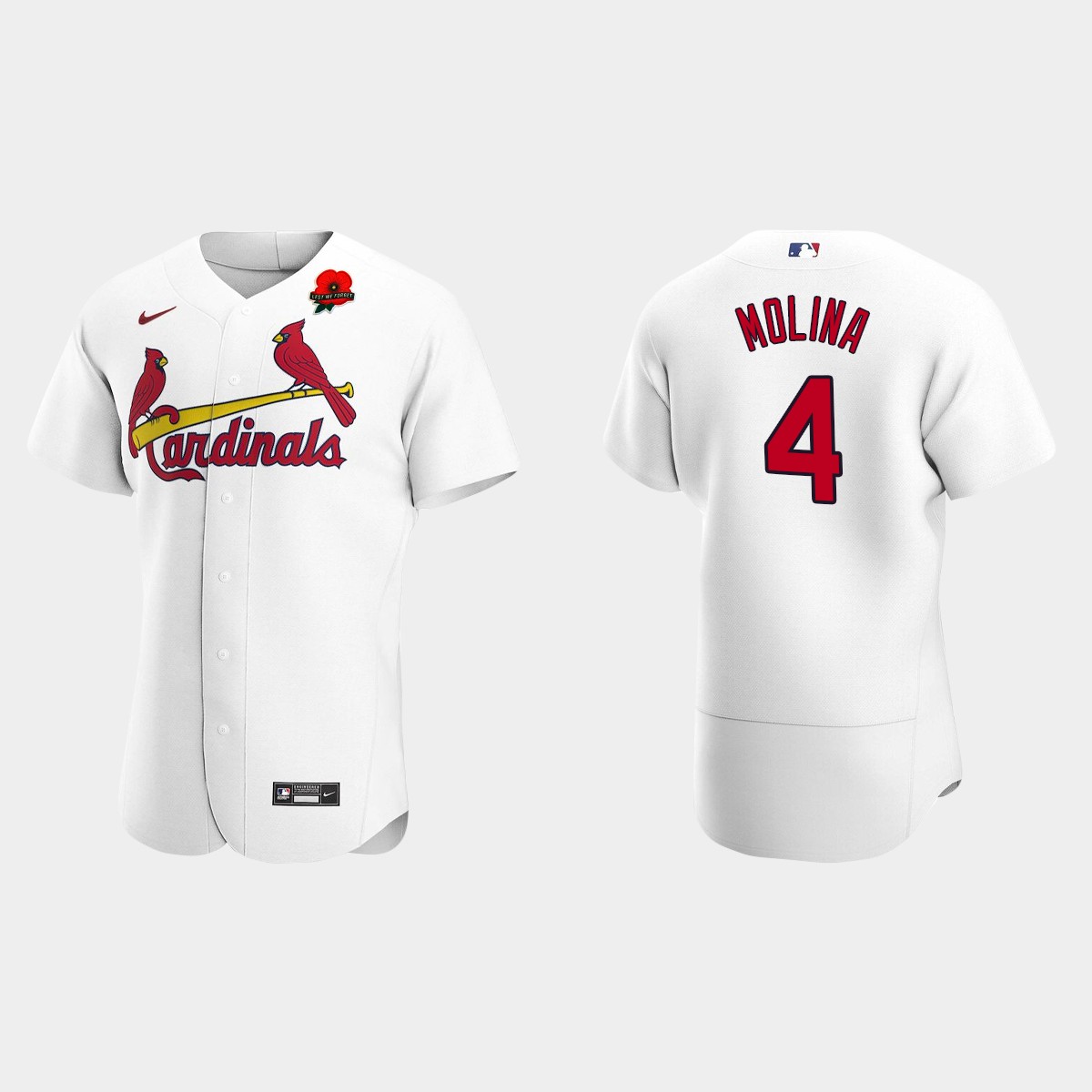 Yadier Molina St. Louis Cardinals 2022 Memorial Day Poppy Patch Jersey - White