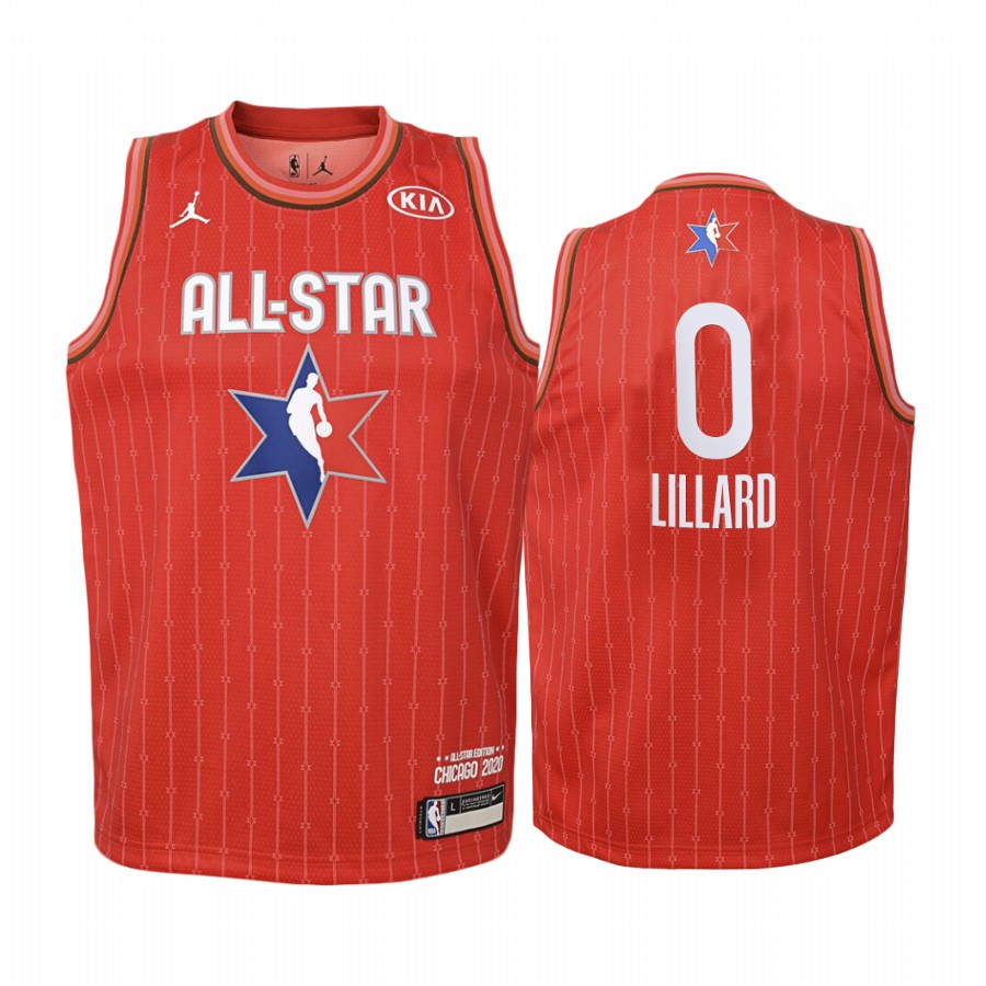 Youth #0 Damian Lillard 2020 NBA All-Star Game Portland Trail Blazers Jersey - Red