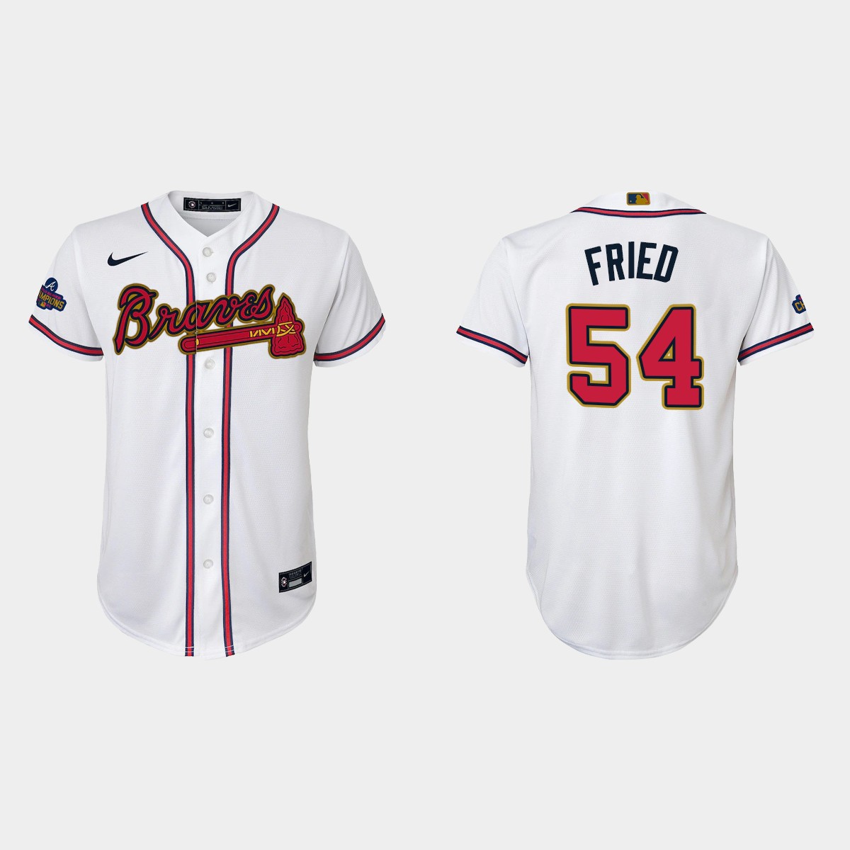 Youth Atlanta Braves Max Fried 2022 Gold Program White  Jersey