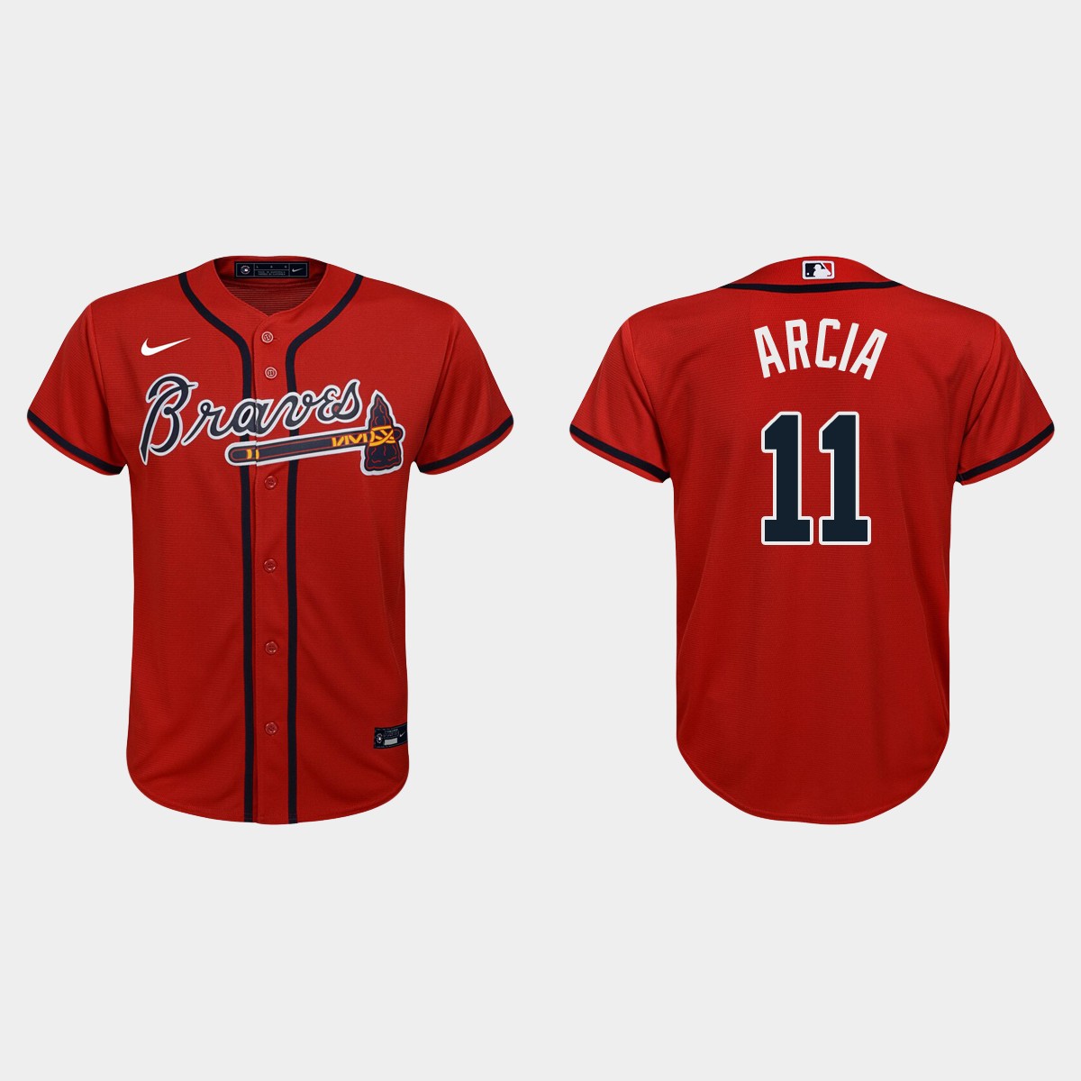 Youth Atlanta Braves Orlando Arcia Red  Alternate Jersey