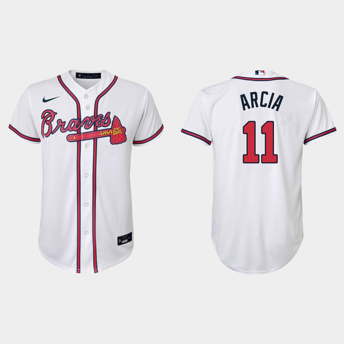 Youth Atlanta Braves Orlando Arcia White  Home Jersey