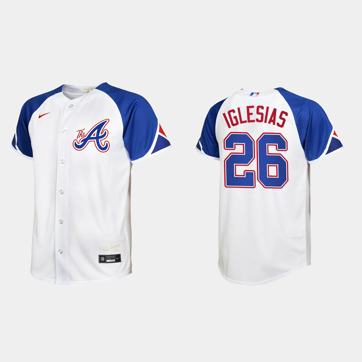 Youth Atlanta Braves Raisel Iglesias White 2023 City Connect  Jersey