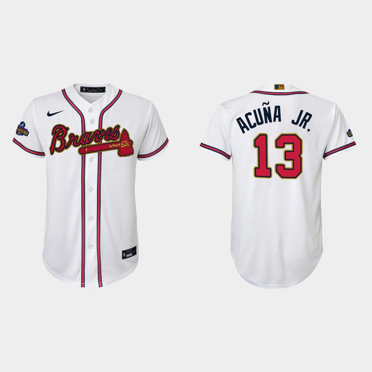 Youth Atlanta Braves Ronald Acuna Jr. 2022 Gold Program White  Jersey