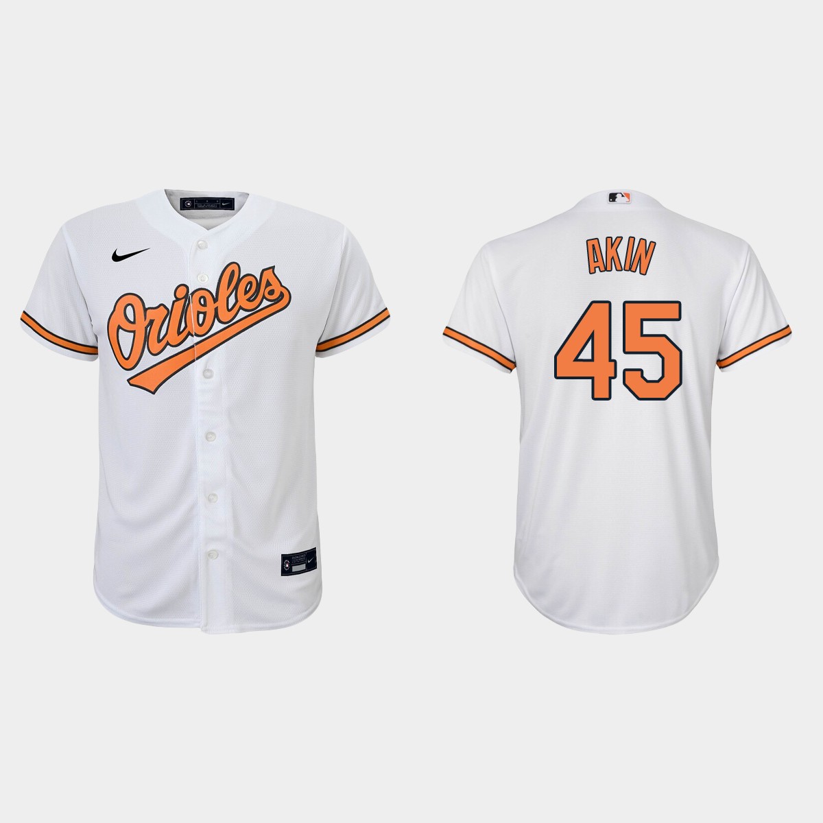 Youth Baltimore Orioles #45 Keegan Akin White  Home Jersey