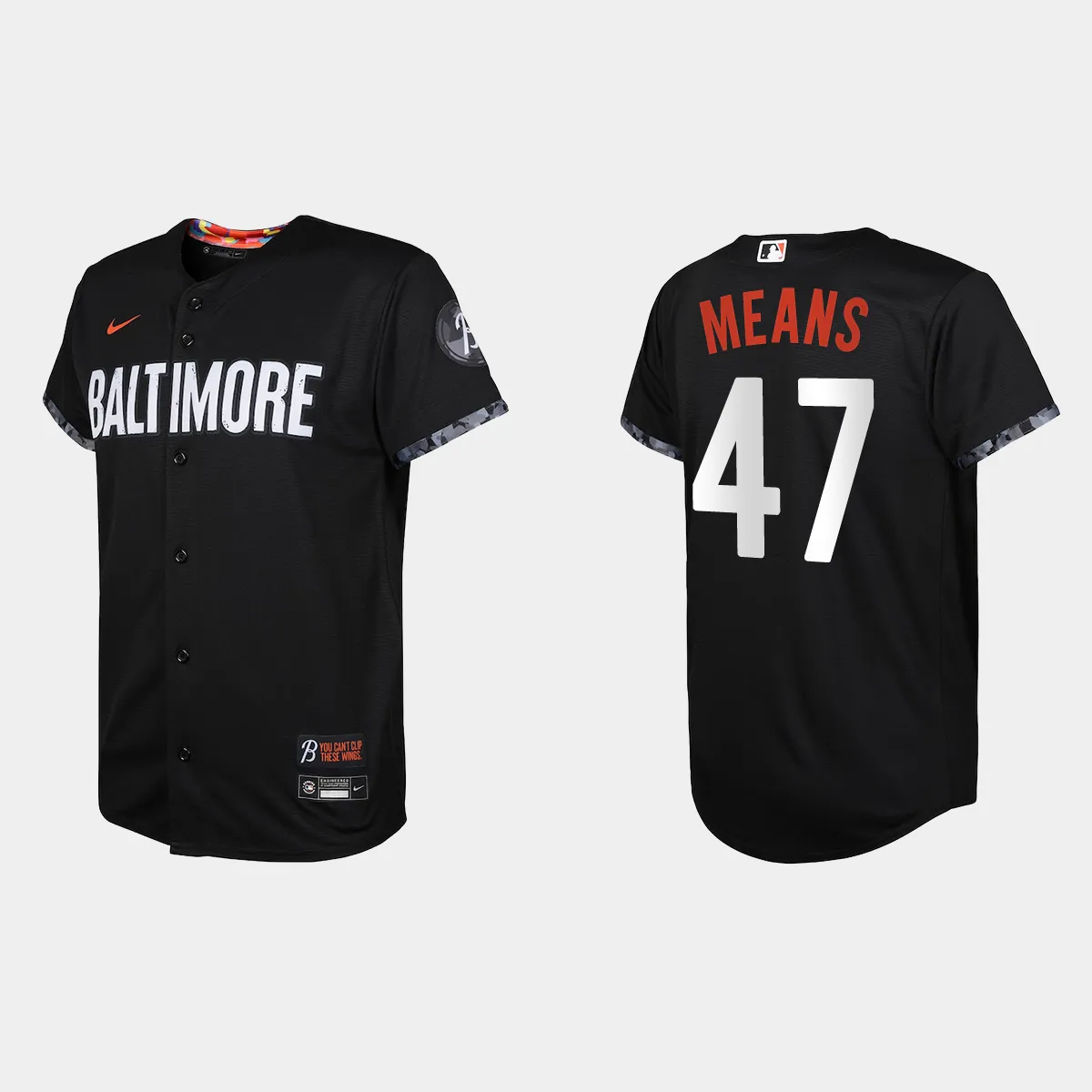 Youth Baltimore Orioles John Means Black 2023 City Connect Replica Jersey