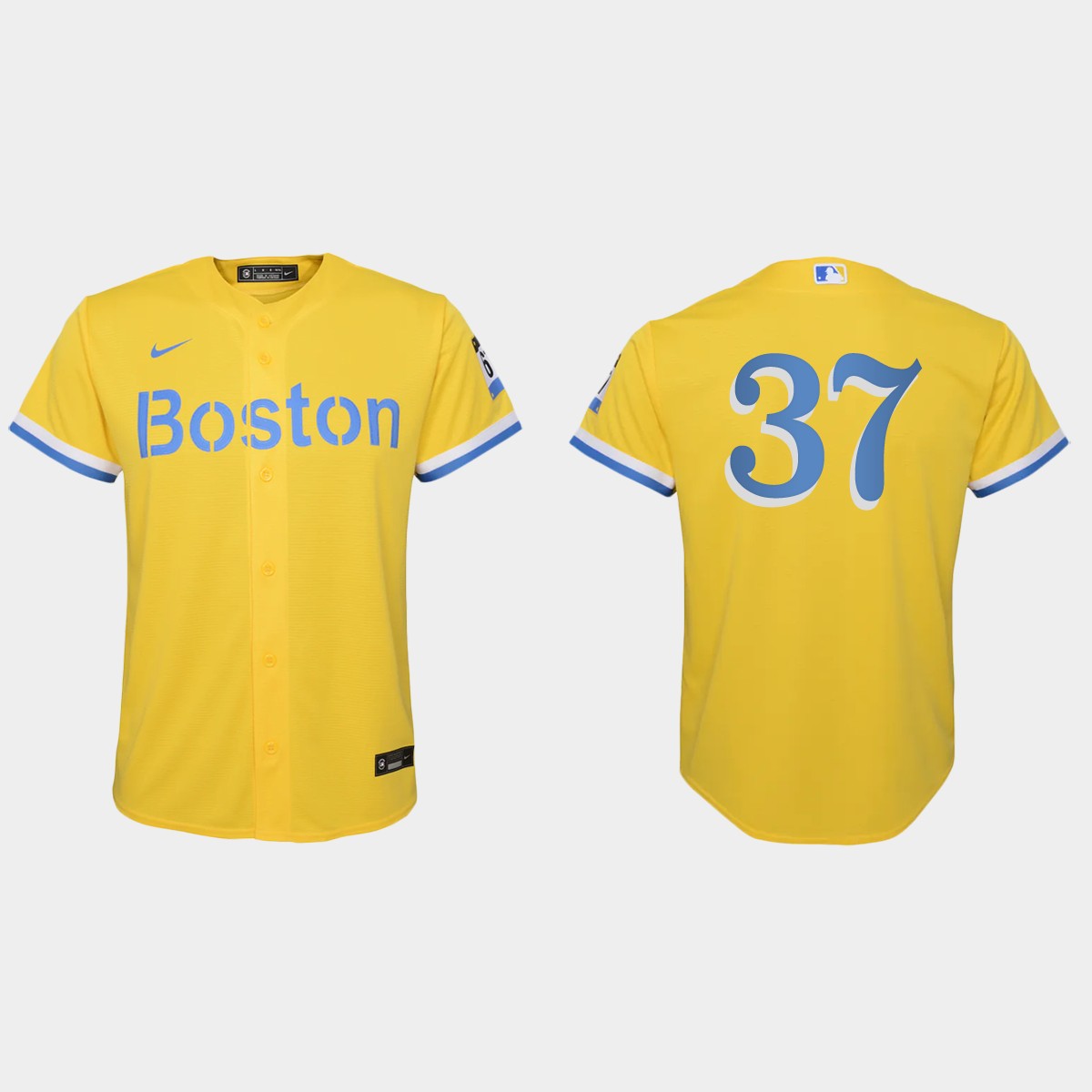 Youth Boston Red Sox #37 Nick Pivetta Gold Light Blue 2021 City Connect  Jersey