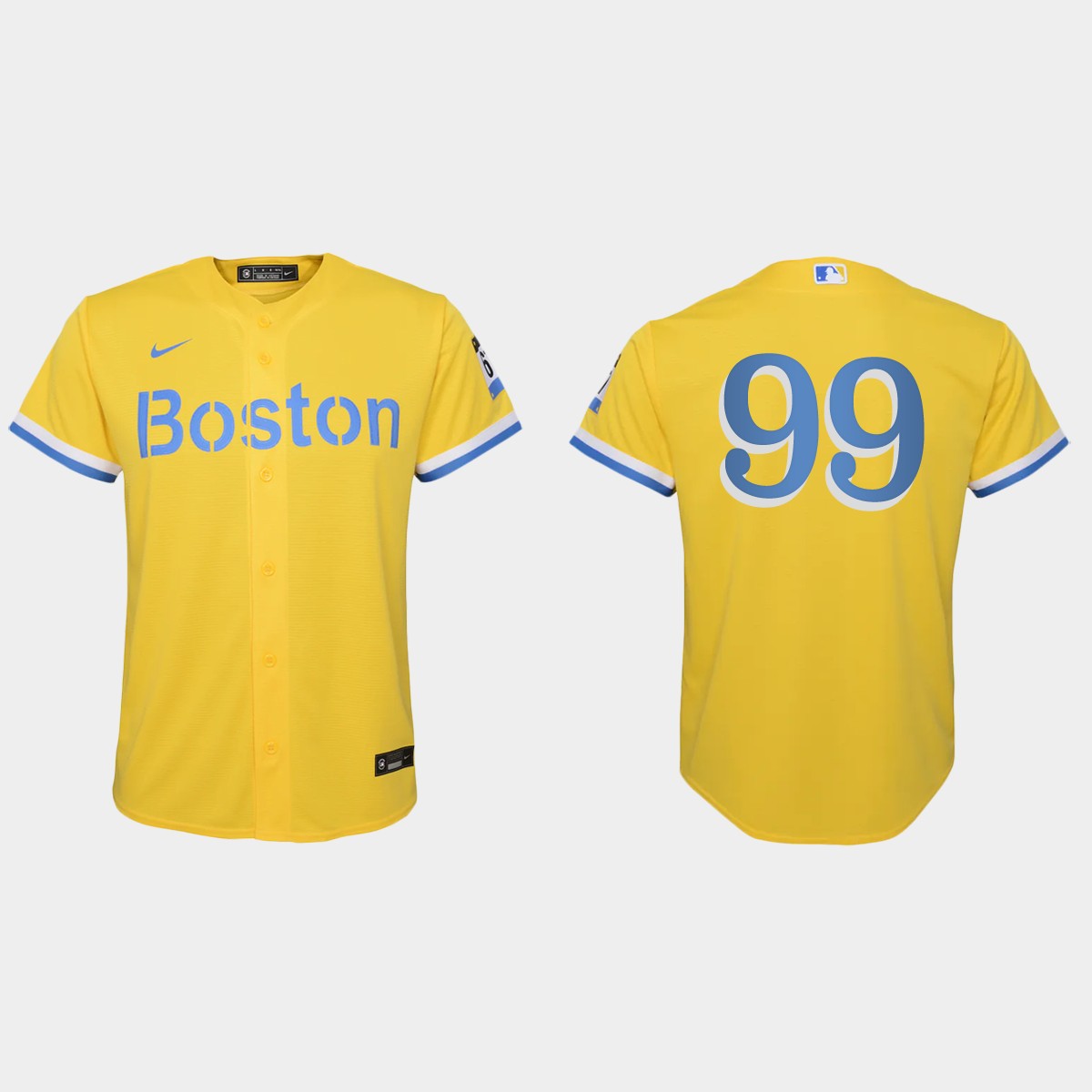 Youth Boston Red Sox #99 Alex Verdugo Gold Light Blue 2021 City Connect  Jersey