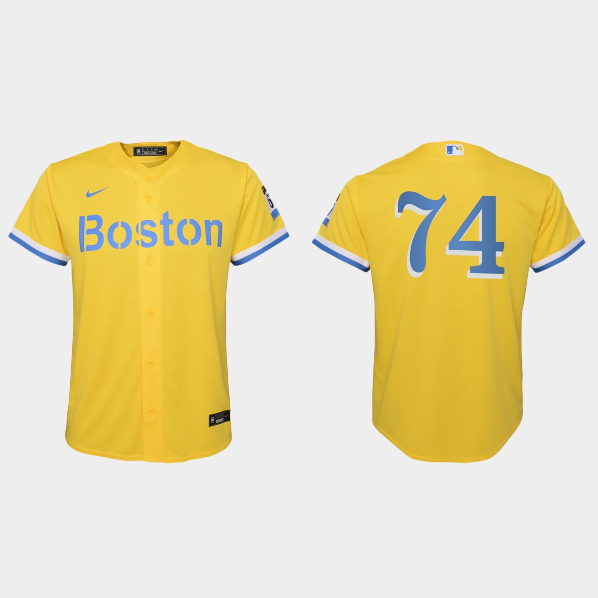 Youth Boston Red Sox Kenley Jansen Gold Light Blue City Connect  Jersey