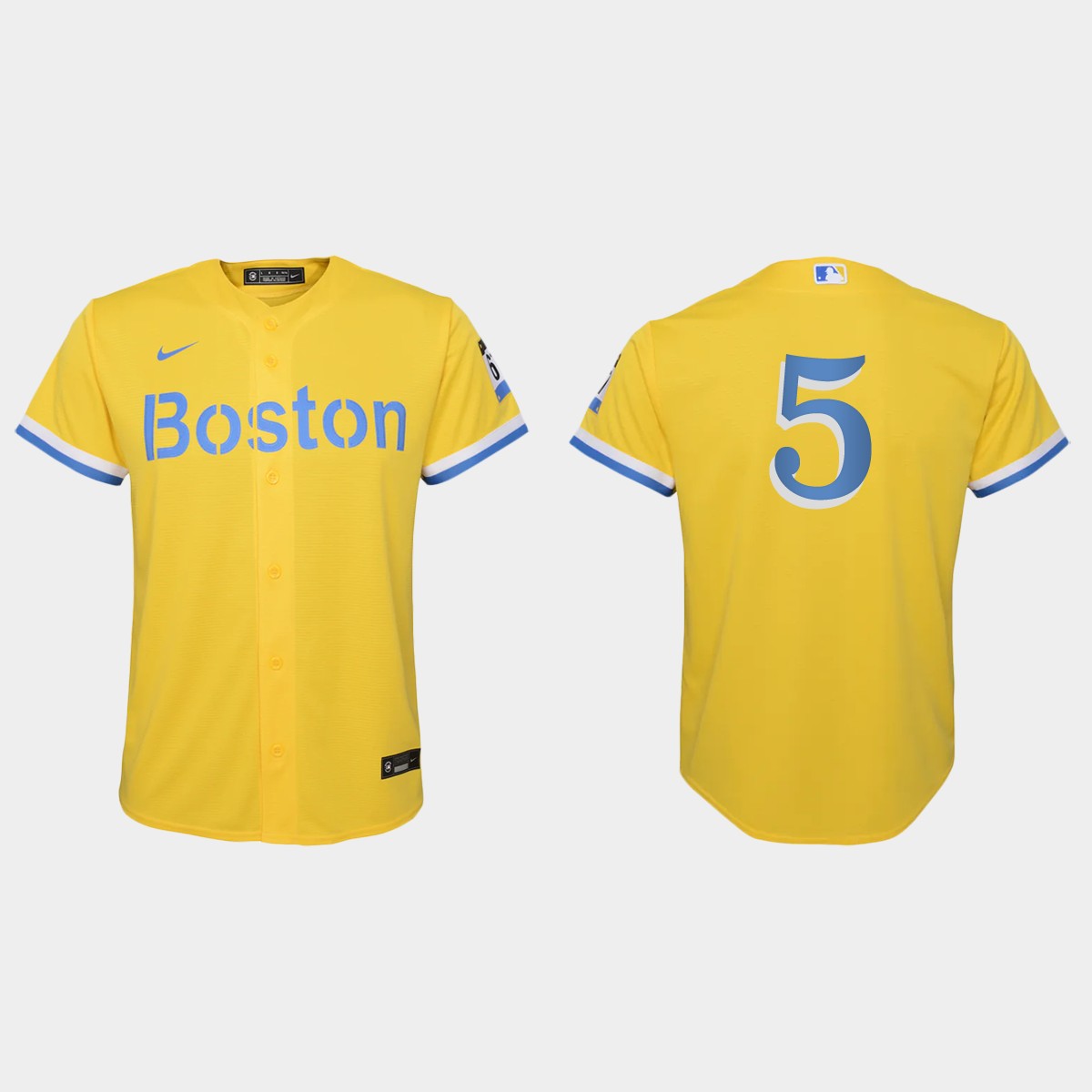 Youth Boston Red Sox Kike Hernandez Gold Light Blue City Connect  Jersey