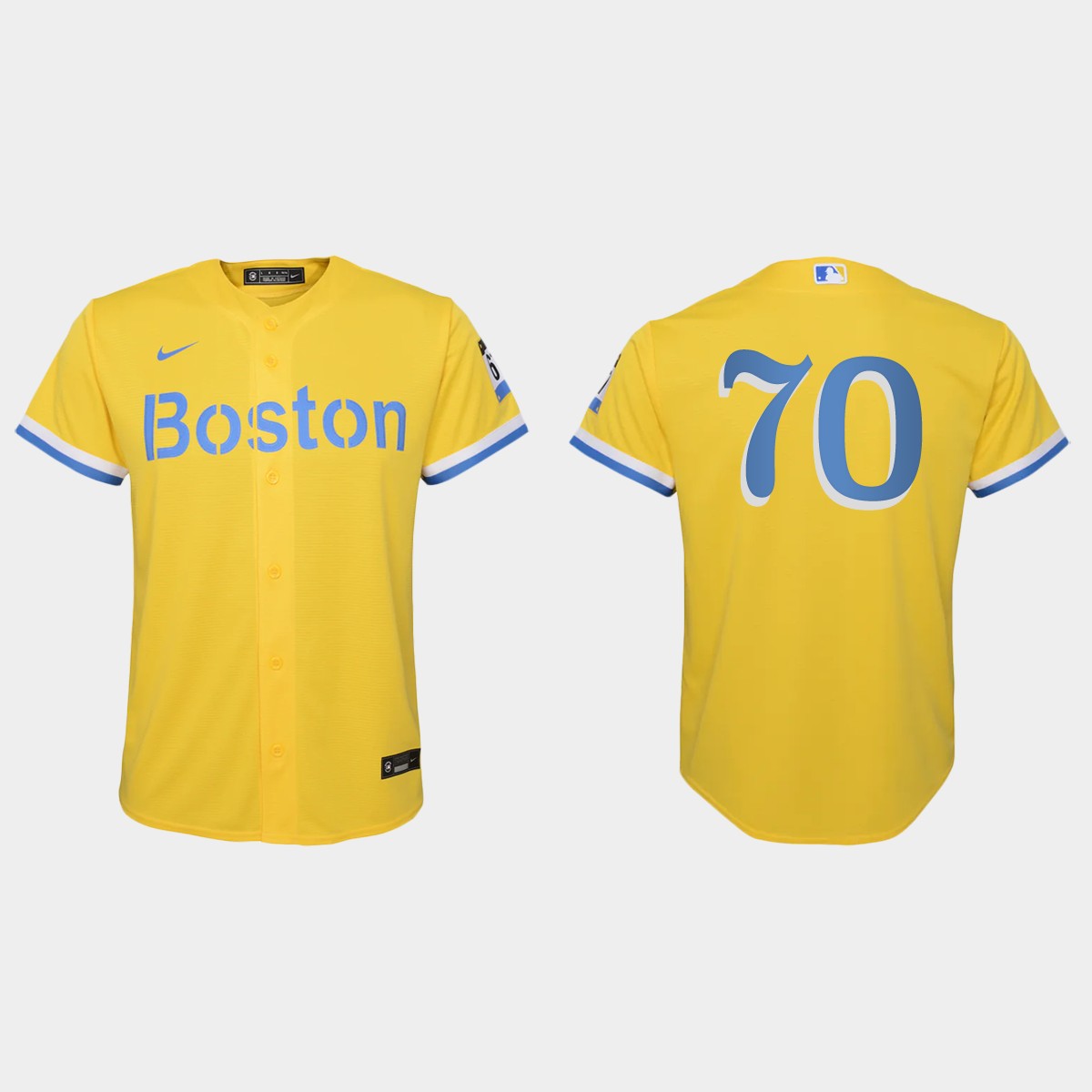 Youth Boston Red Sox Ryan Brasier Gold Light Blue City Connect  Jersey